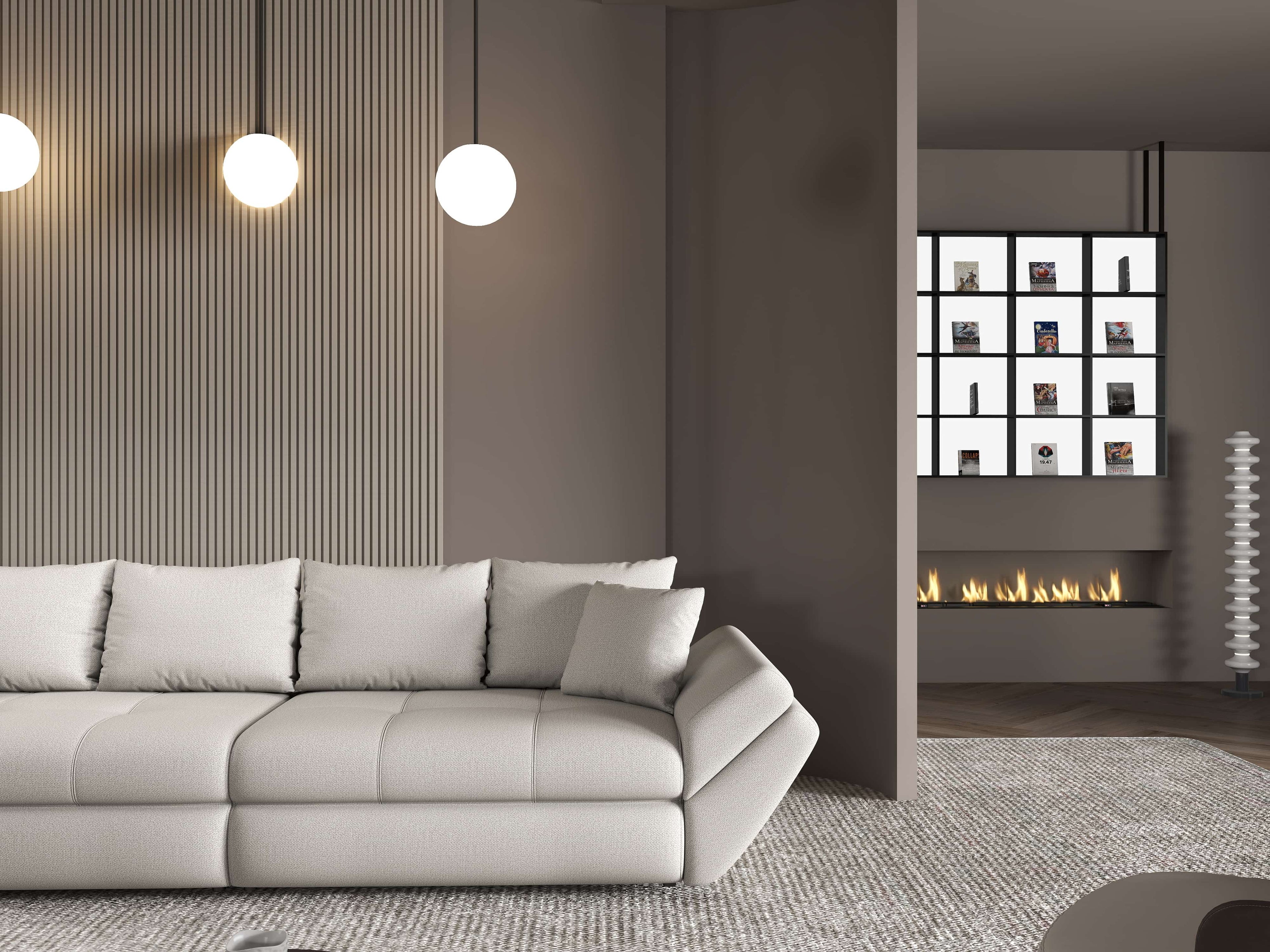 Canapea extensibilă dumonde cu ladă de depozitare si sezut confortabil din spuma high-density, Loana Enjoy Bej 300x100 cm
