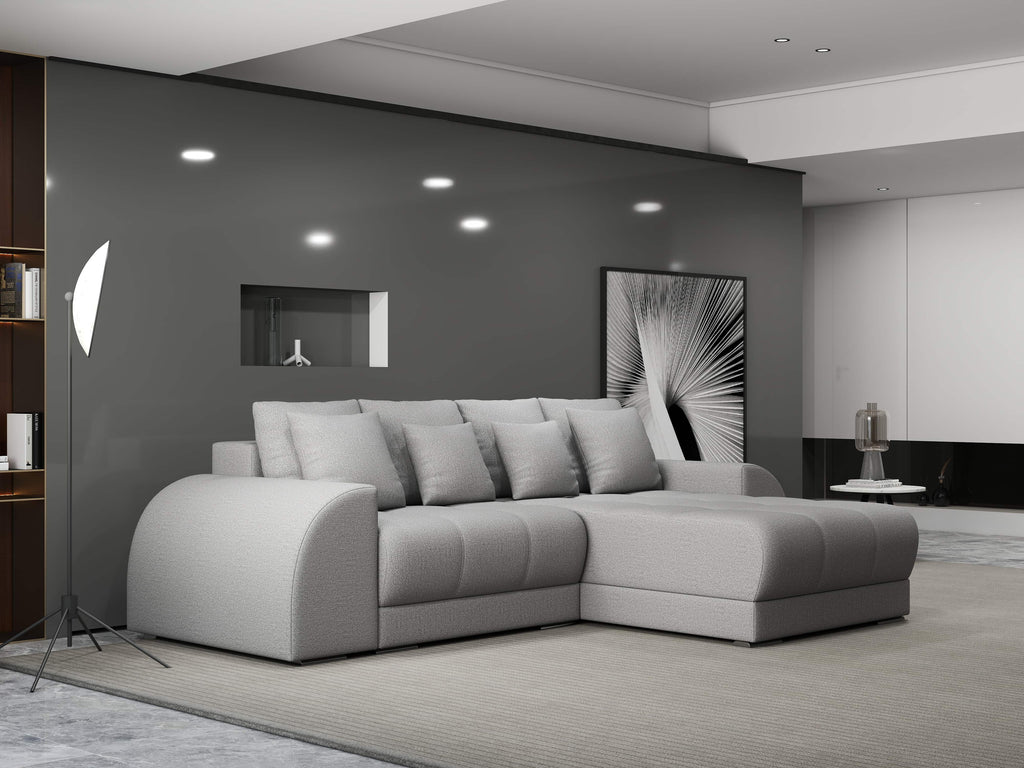 Colțar extensibil dumonde cu ladă de depozitare si sezut confortabil din spuma high-density, Verona Enjoy Gri II 290x185 cm