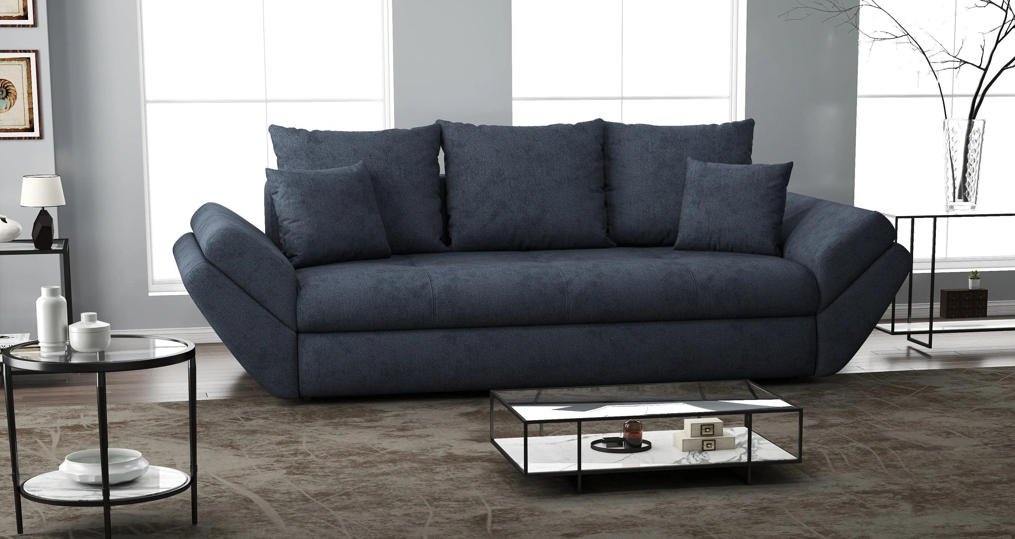 Canapea extensibilă dumonde cu ladă de depozitare si sezut confortabil din spuma high-density, Loana Enjoy Antracit 250x100 cm
