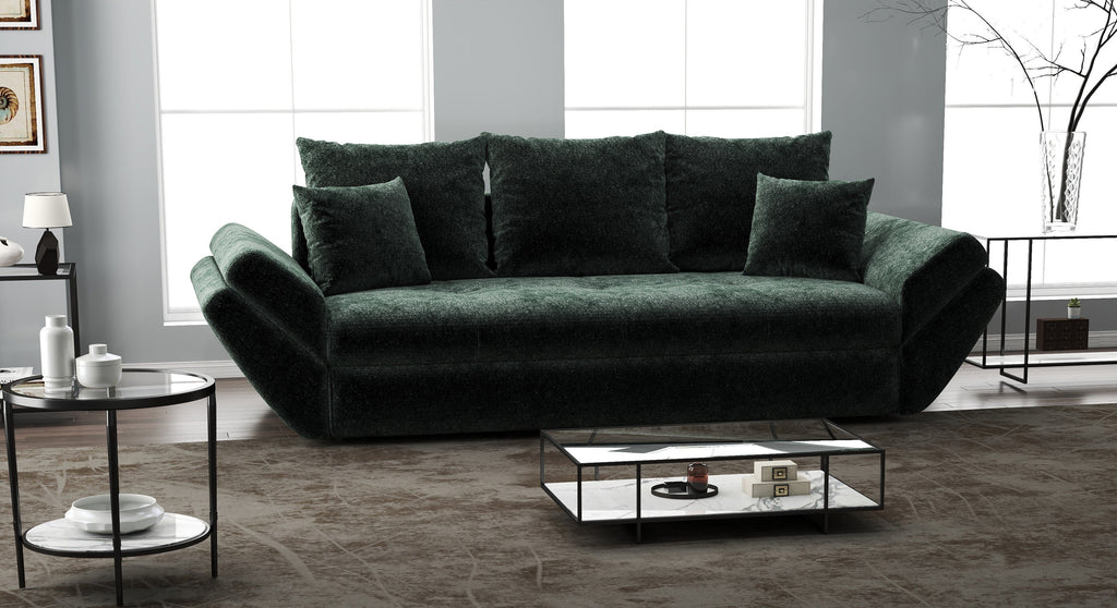 Canapea extensibilă dumonde cu ladă de depozitare si sezut confortabil din spuma high-density, Loana Euphoria Verde 250x100 cm
