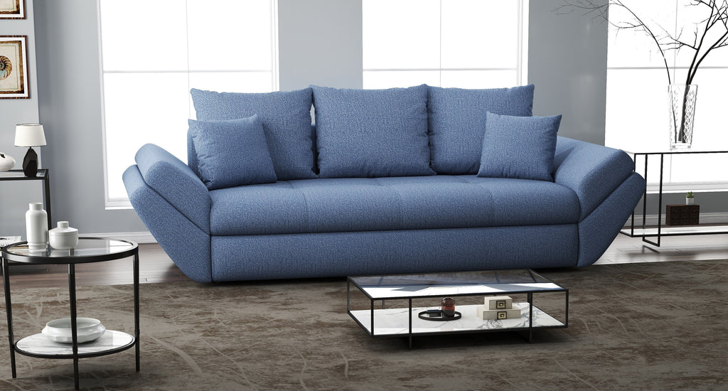 Canapea extensibilă dumonde cu ladă de depozitare si sezut confortabil din spuma high-density, Loana Enjoy Blue 250x100 cm
