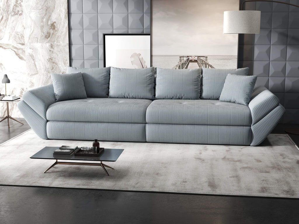 Canapea extensibilă dumonde cu ladă de depozitare si sezut confortabil din spuma high-density, Loana Zoom Gri 300x100 cm