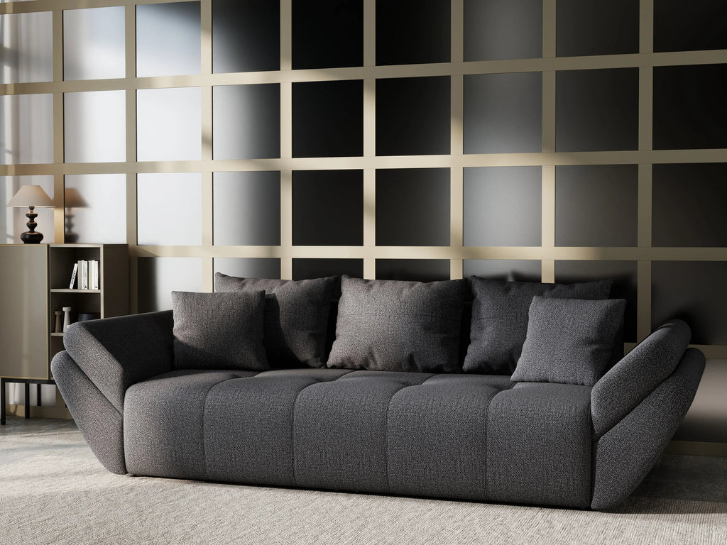 Canapea extensibilă dumonde cu ladă de depozitare si sezut confortabil din spuma high-density, Berlin Enjoy Graphite 250x100 cm