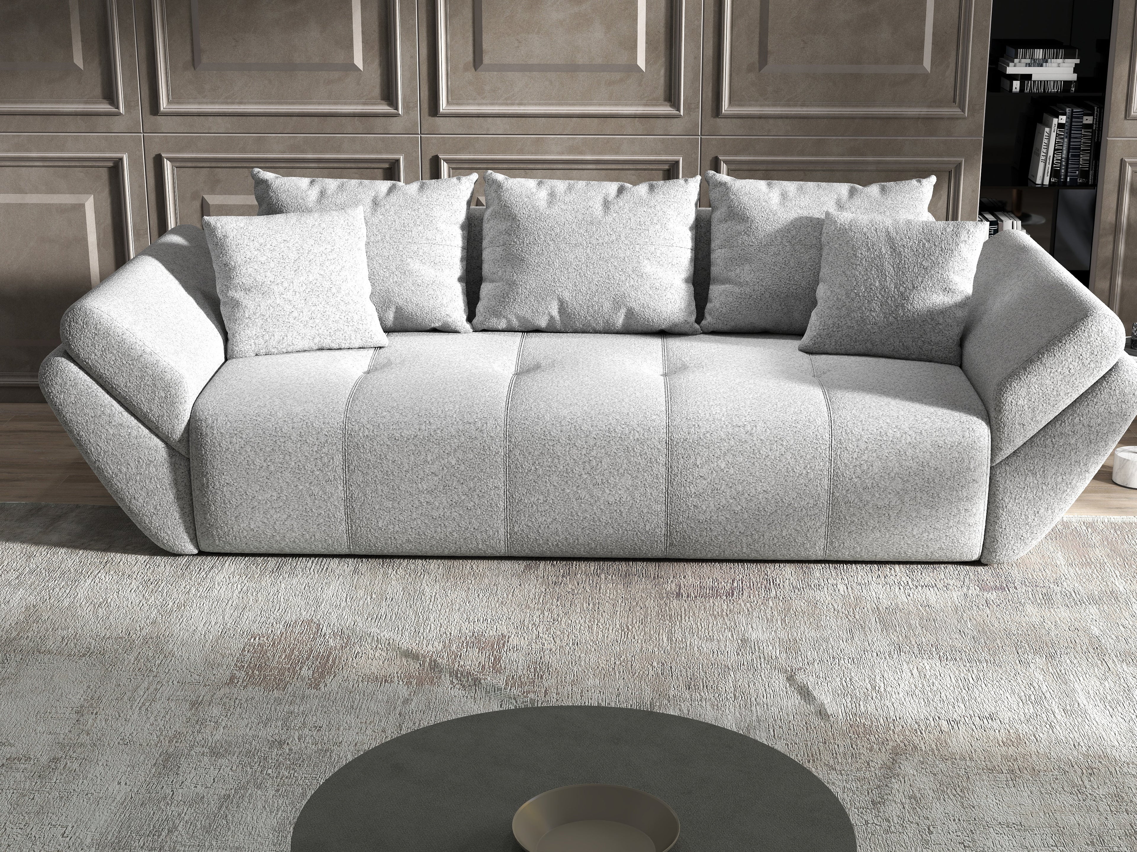 Canapea extensibilă dumonde cu ladă de depozitare si sezut confortabil din spuma high-density, Berlin Euphoria Dove 250x100 cm