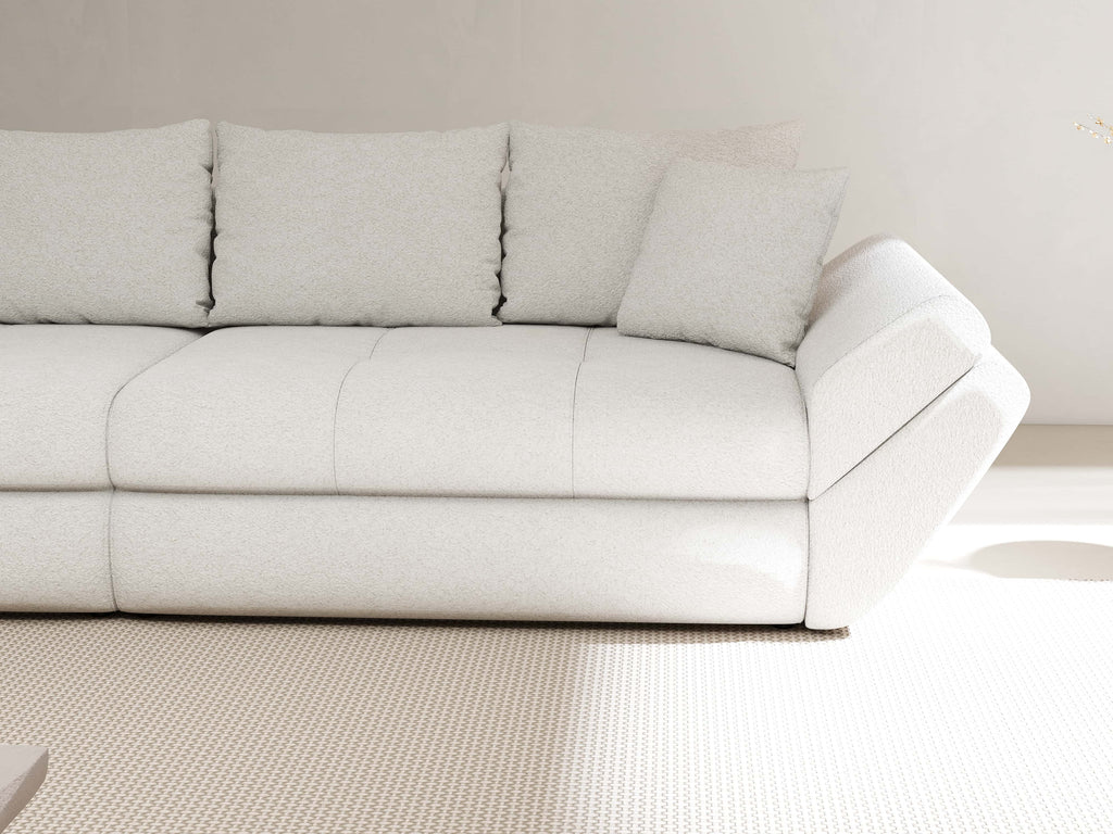 Canapea extensibilă dumonde cu ladă de depozitare si sezut confortabil din spuma high-density, Loana Euphoria Ivory 300x100 cm