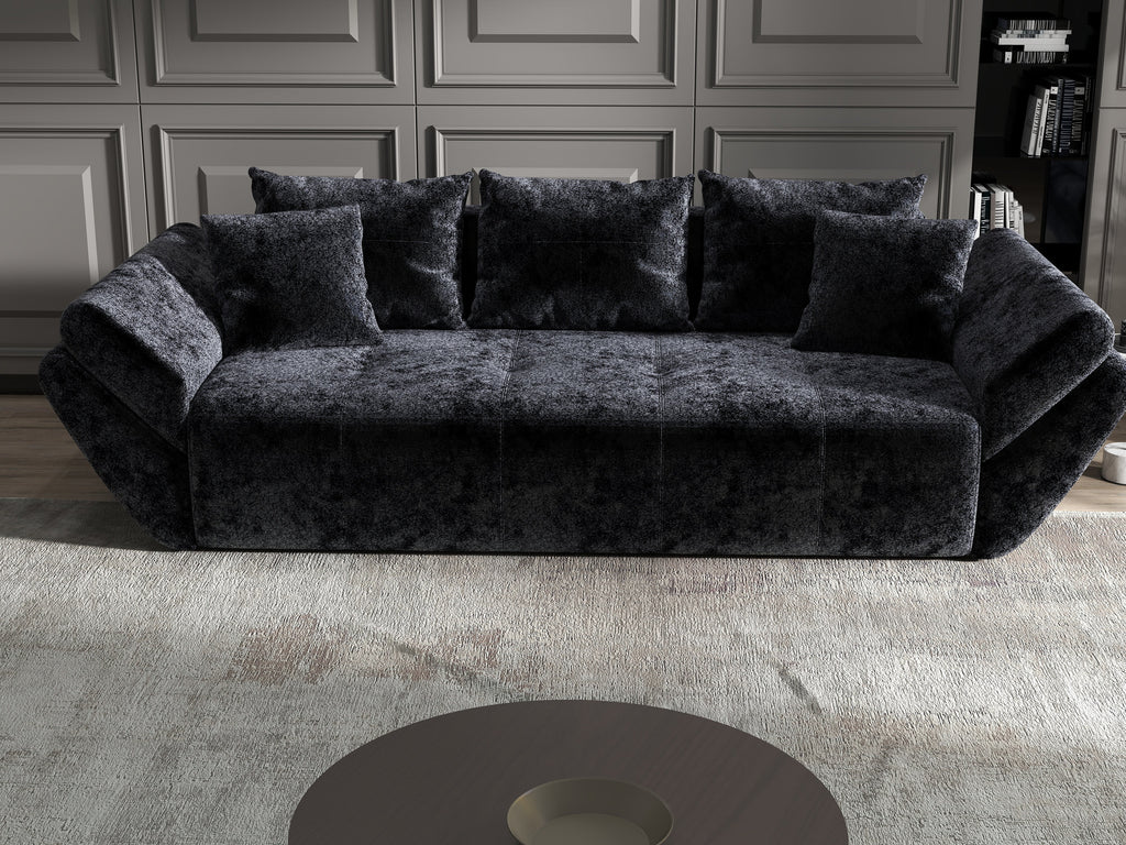 Canapea extensibilă dumonde cu ladă de depozitare si sezut confortabil din spuma high-density, Berlin Euphoria Black 250x100 cm