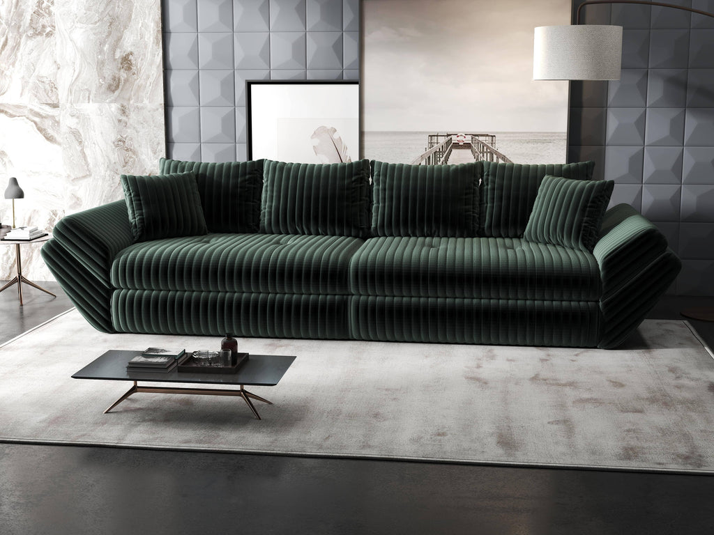 Canapea extensibilă dumonde cu ladă de depozitare si sezut confortabil din spuma high-density, Loana Ambience Verde 300x100 cm
