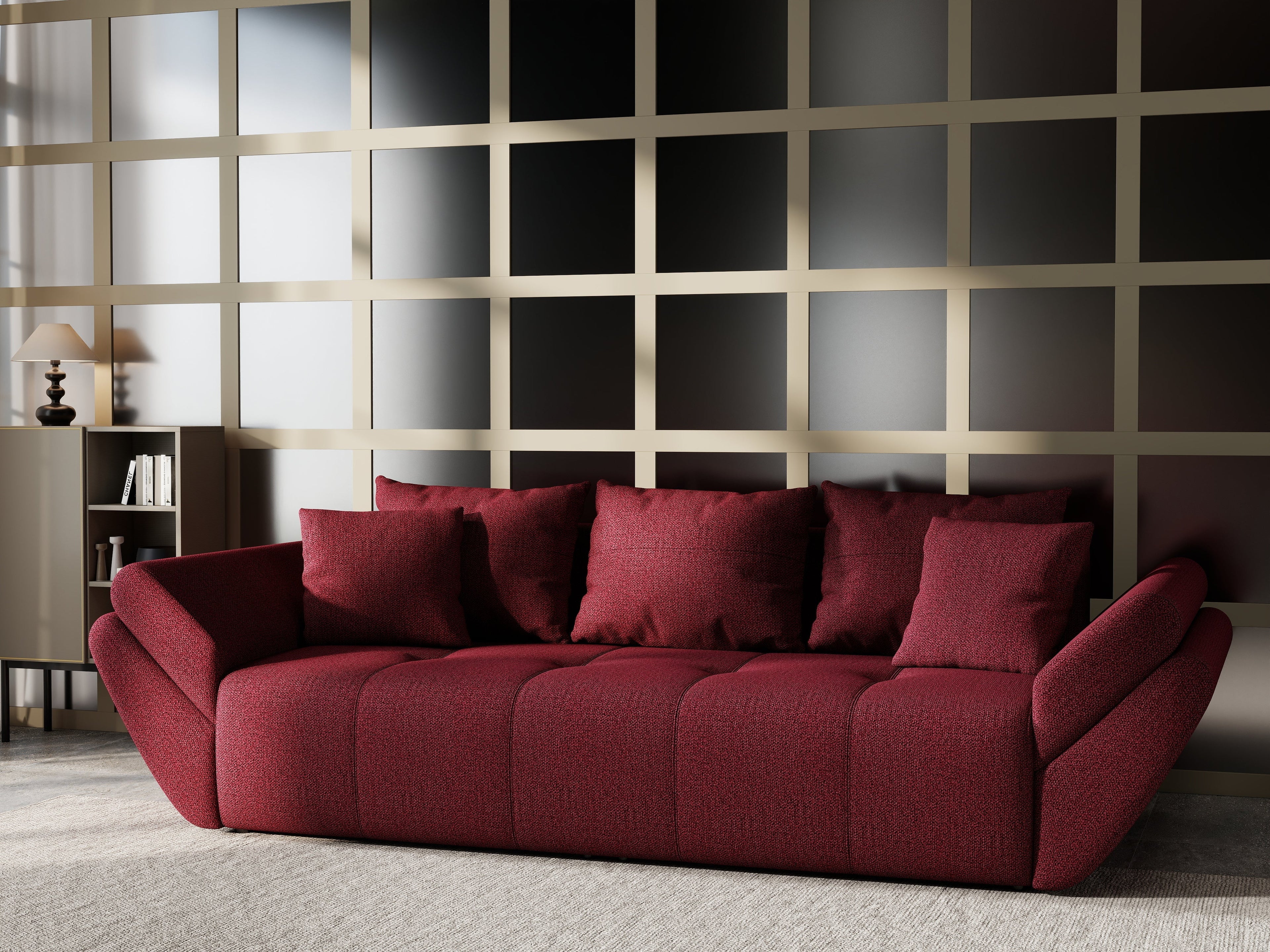 Canapea extensibilă dumonde cu ladă de depozitare si sezut confortabil din spuma high-density, Berlin Enjoy Winery 250x100 cm