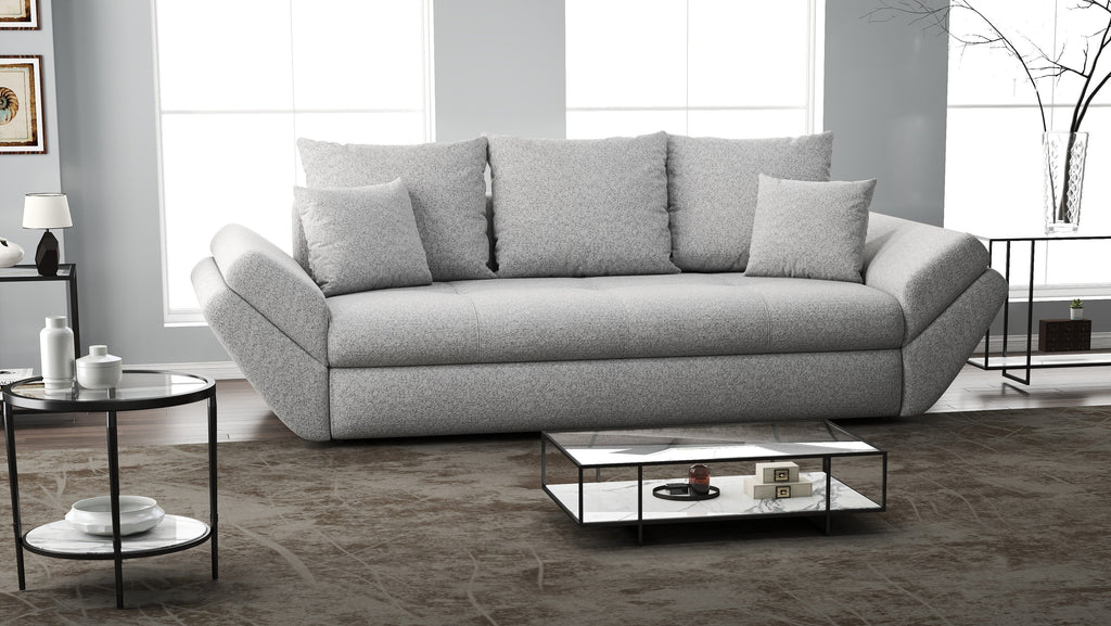 Canapea extensibilă dumonde cu ladă de depozitare si sezut confortabil din spuma high-density, Loana Euphoria Dove 250x100 cm