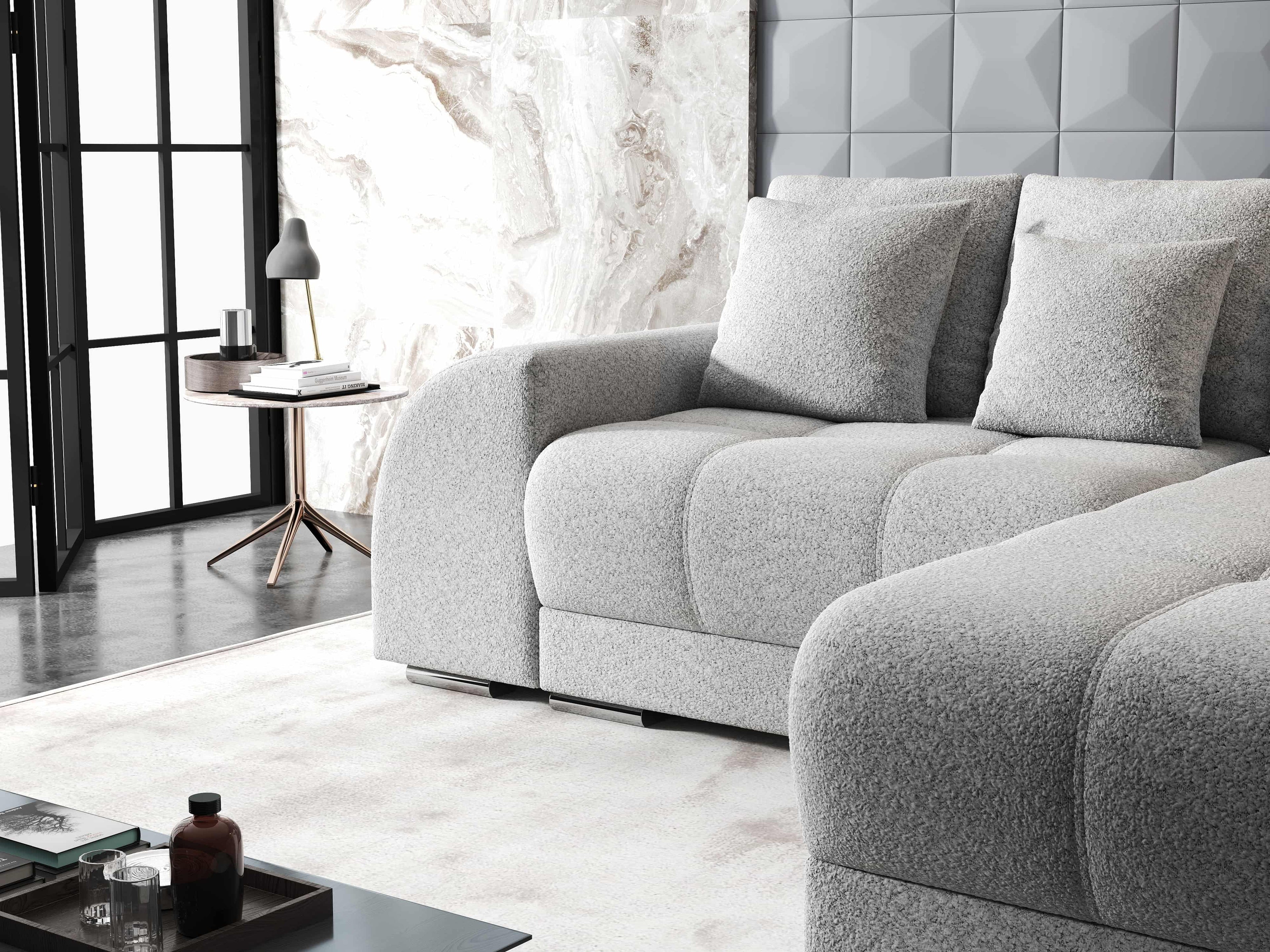 Colțar extensibil dumonde cu ladă de depozitare si sezut confortabil din spuma high-density, Verona Euphoria Dove II 290x185 cm