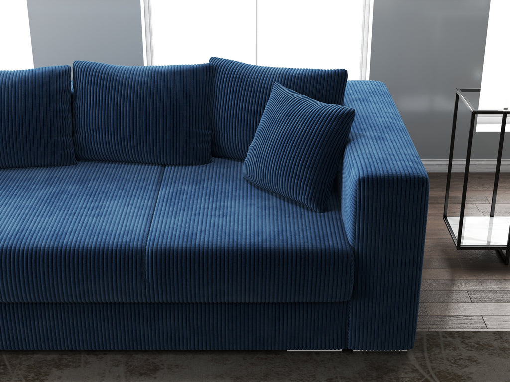 Canapea extensibilă dumonde cu ladă de depozitare si sezut confortabil din spuma high-density, Gloria Zoom Blue 240x100 cm