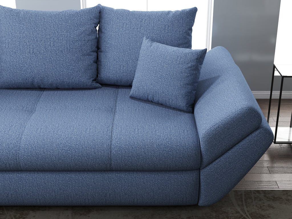 Canapea extensibilă dumonde cu ladă de depozitare si sezut confortabil din spuma high-density, Loana Enjoy Blue 250x100 cm