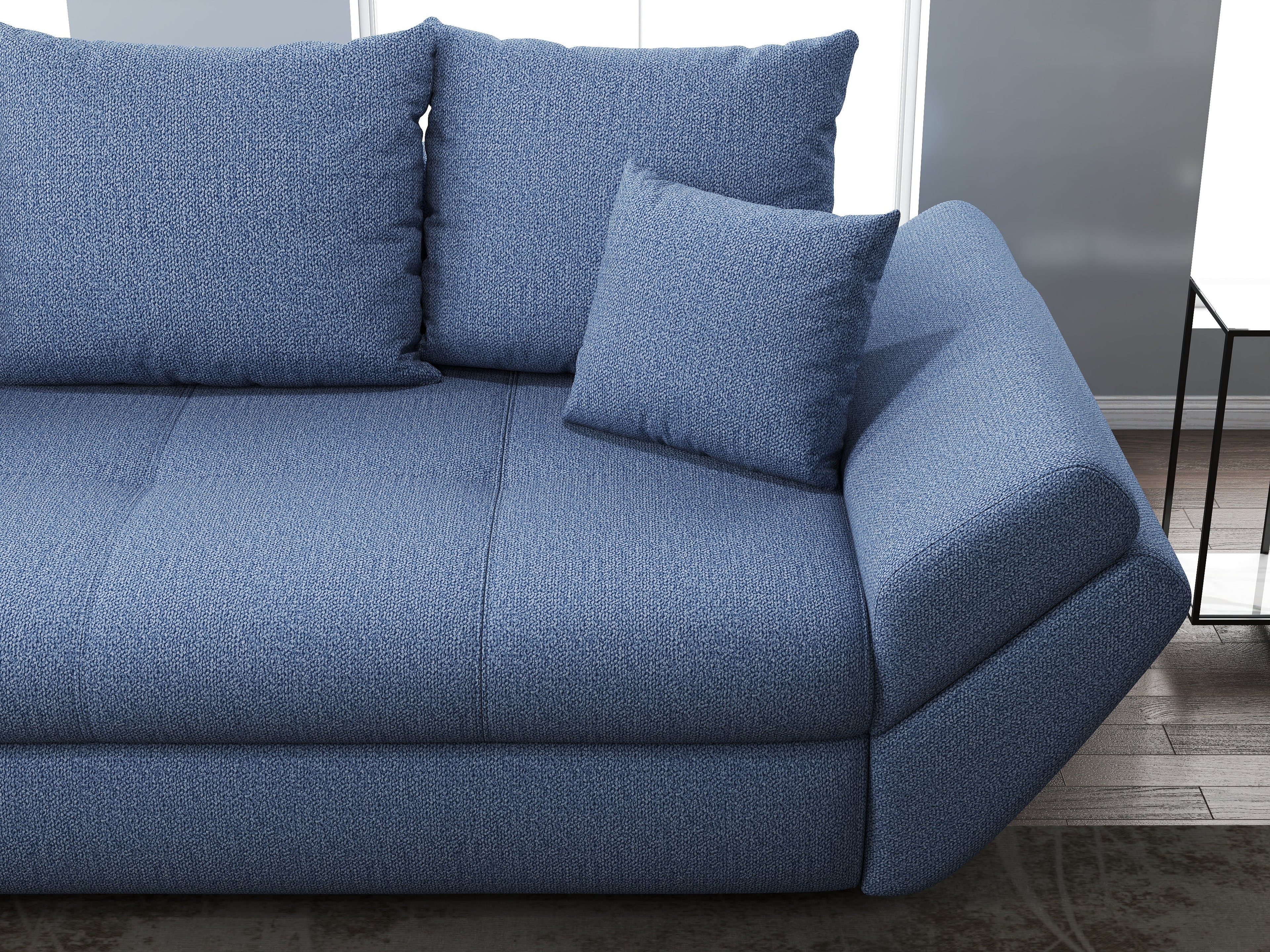 Canapea extensibilă dumonde cu ladă de depozitare si sezut confortabil din spuma high-density, Loana Enjoy Blue 250x100 cm