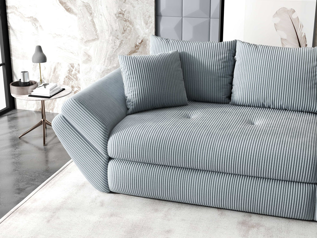 Canapea extensibilă dumonde cu ladă de depozitare si sezut confortabil din spuma high-density, Loana Zoom Gri 300x100 cm