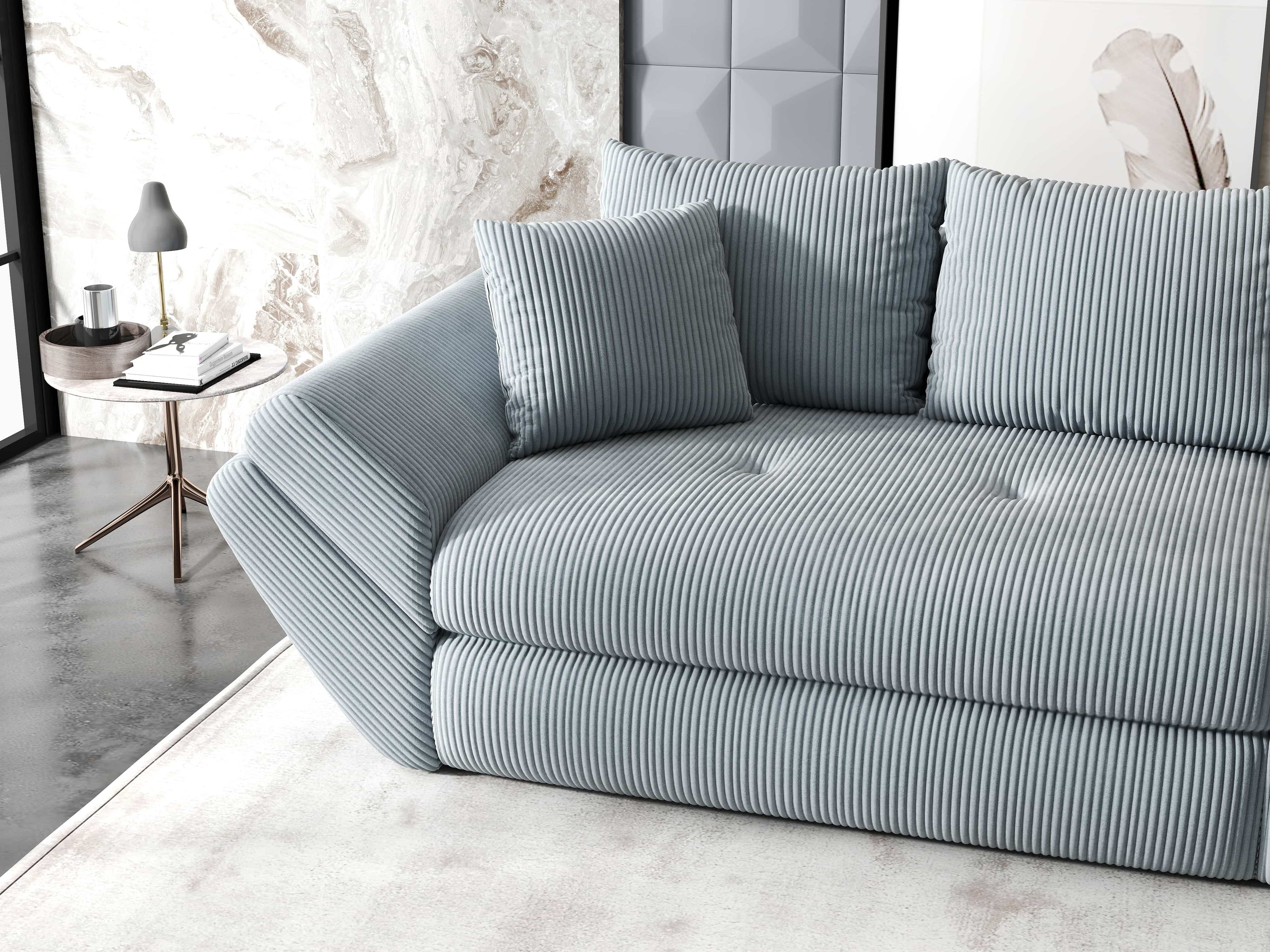 Canapea extensibilă dumonde cu ladă de depozitare si sezut confortabil din spuma high-density, Loana Zoom Gri 300x100 cm