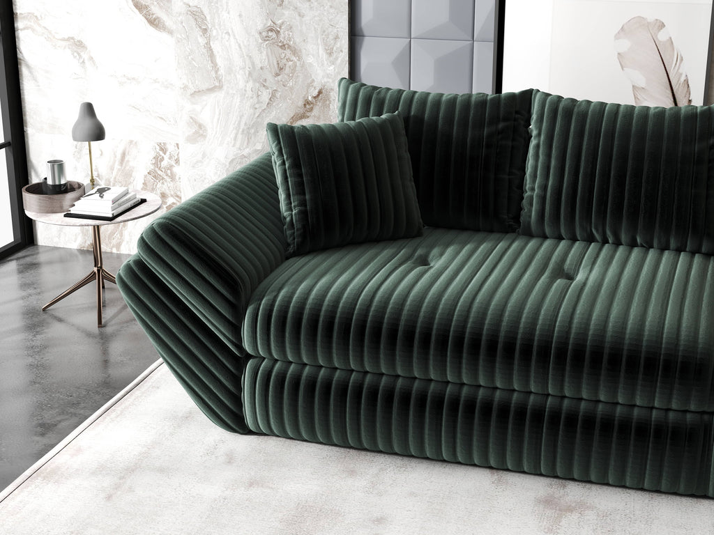 Canapea extensibilă dumonde cu ladă de depozitare si sezut confortabil din spuma high-density, Loana Ambience Verde 300x100 cm