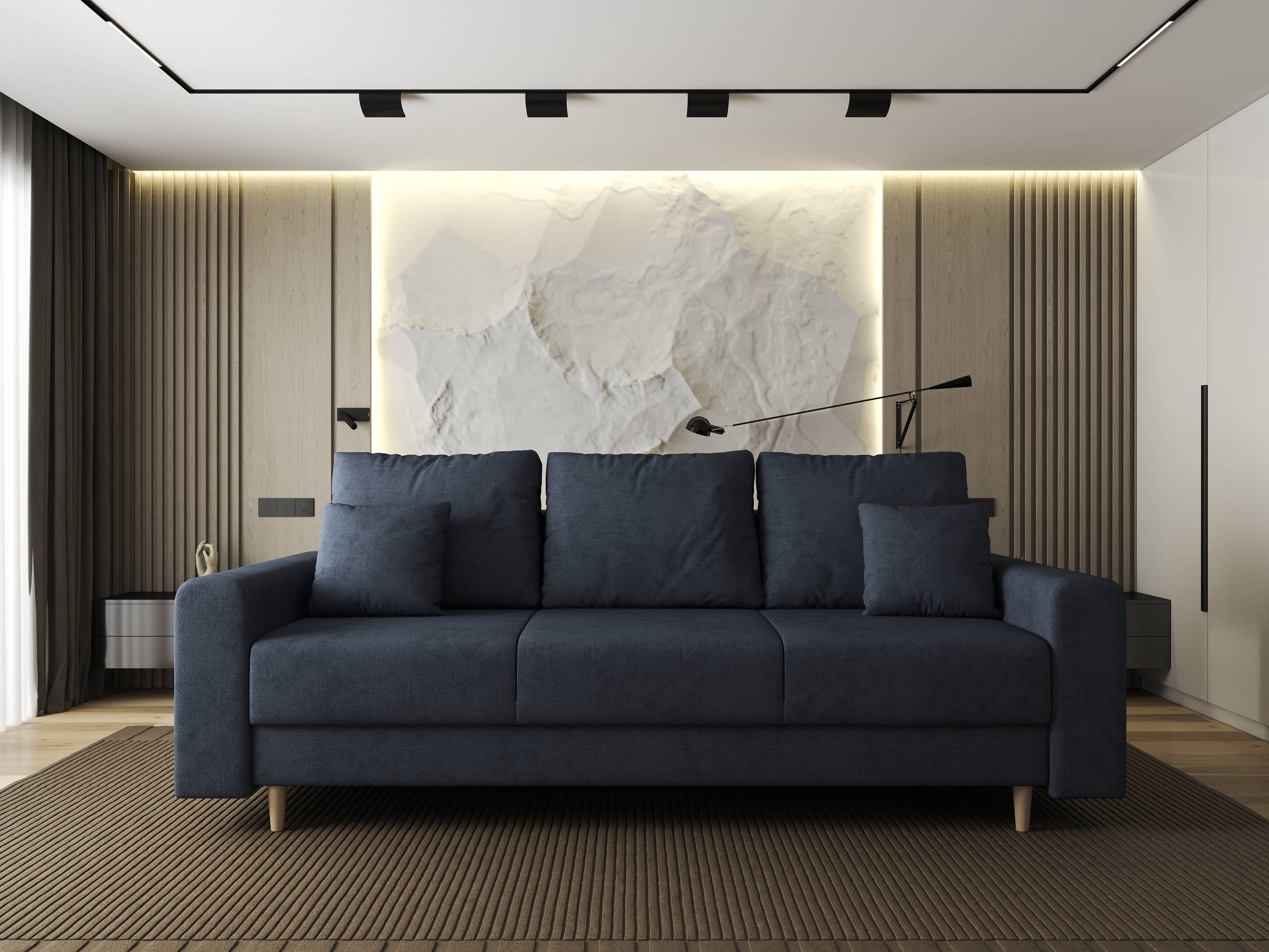 Canapea extensibilă dumonde cu ladă de depozitare si sezut confortabil din spuma high-density, Kronos Enjoy Antracit 210x100 cm