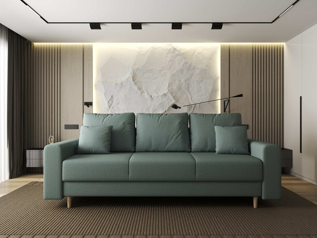 Canapea extensibilă dumonde cu ladă de depozitare si sezut confortabil din spuma high-density, Kronos Enjoy Mint 210x100 cm