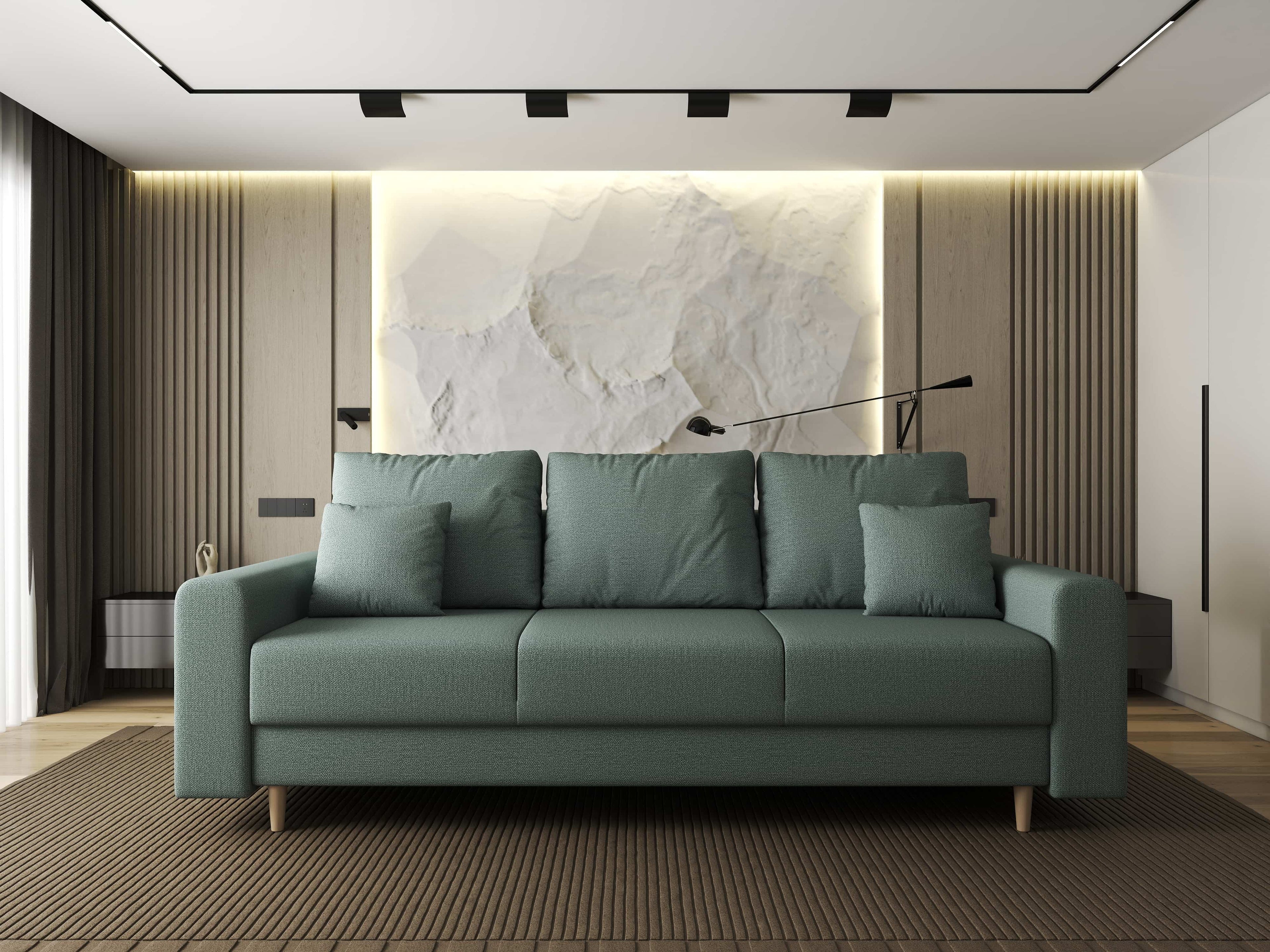Canapea extensibilă dumonde cu ladă de depozitare si sezut confortabil din spuma high-density, Kronos Enjoy Mint 210x100 cm