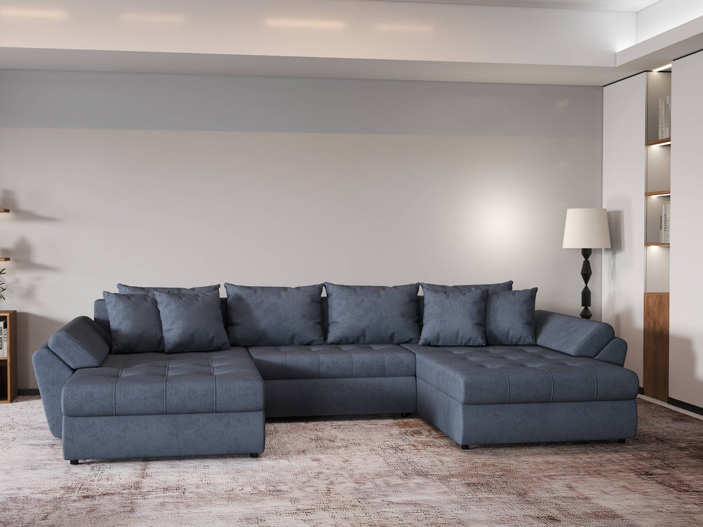 Colțar extensibil dumonde cu ladă de depozitare si sezut confortabil din spuma high-density, Loana U Enjoy Antracit 355x185 cm