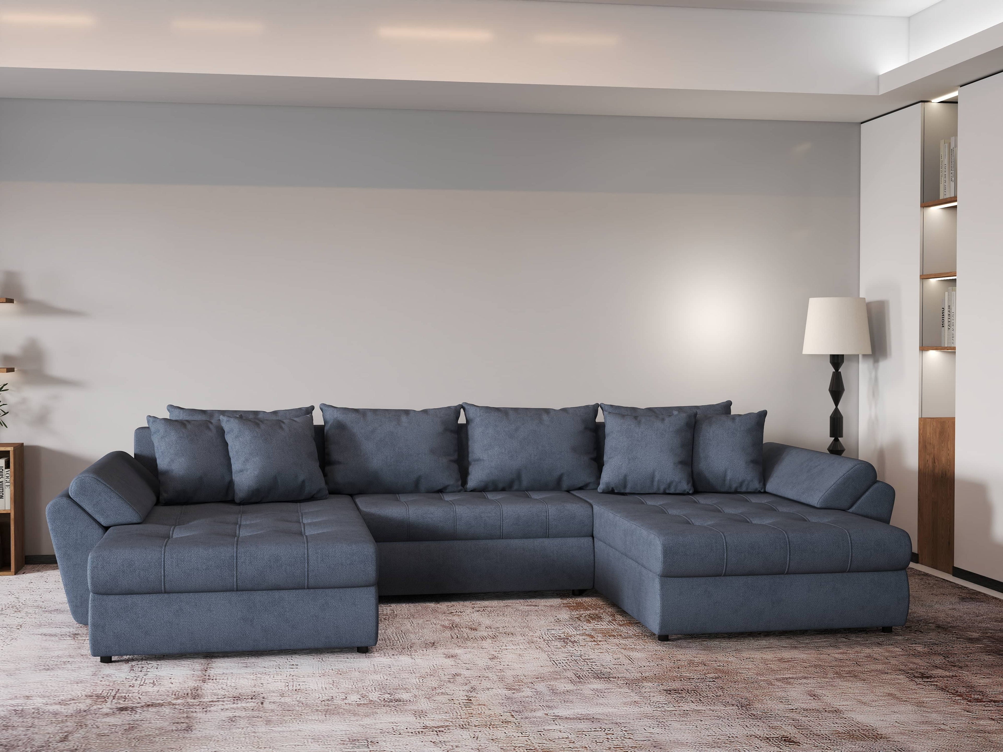 Colțar extensibil dumonde cu ladă de depozitare si sezut confortabil din spuma high-density, Loana U Enjoy Antracit 355x185 cm