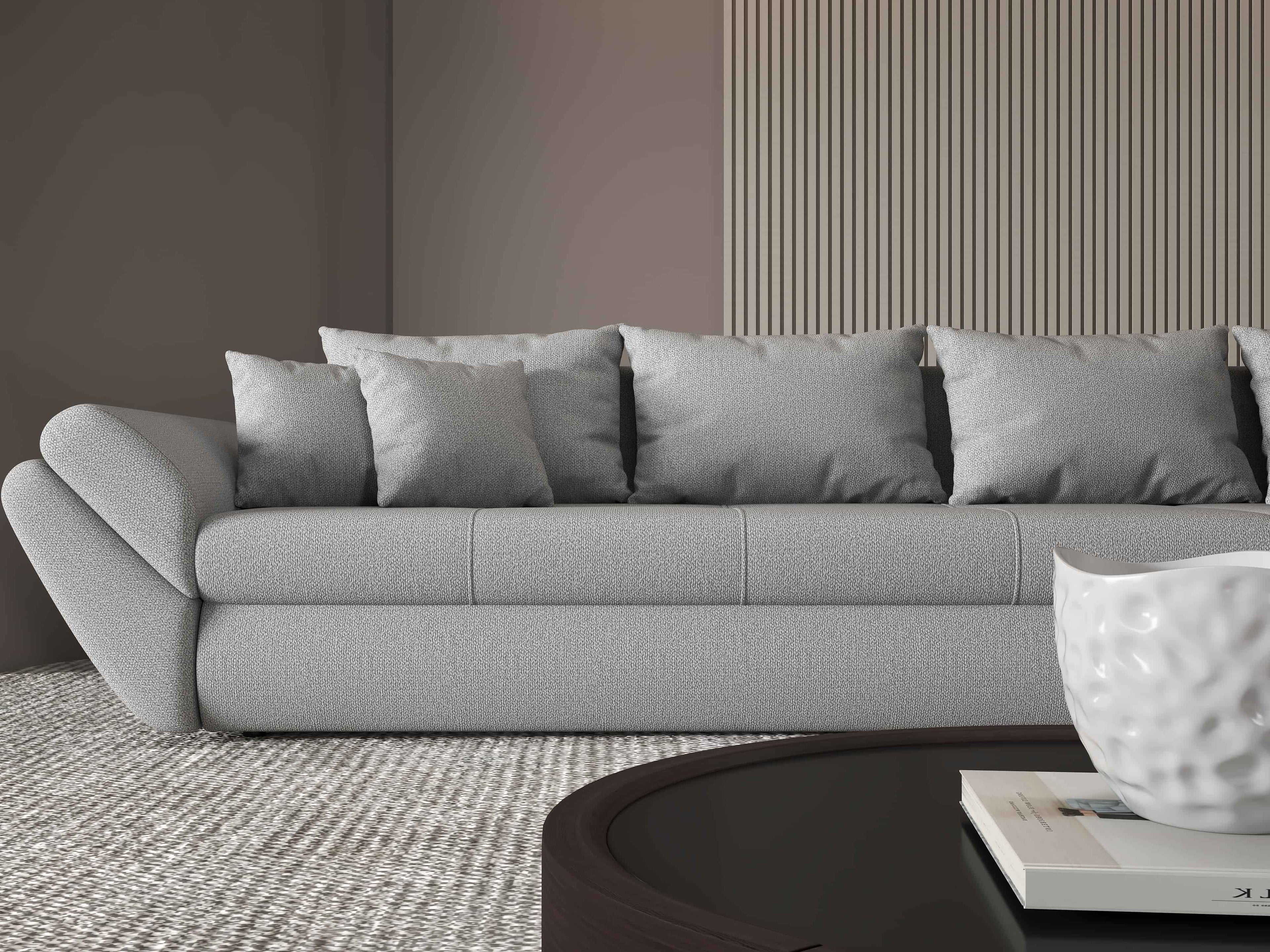 Colțar extensibil dumonde cu ladă de depozitare si sezut confortabil din spuma high-density, Loana XL Enjoy Gri II 335x185 cm