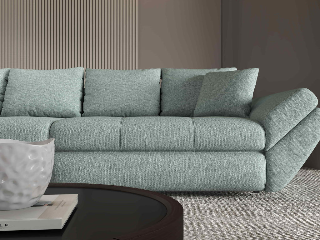Canapea extensibilă dumonde cu ladă de depozitare si sezut confortabil din spuma high-density, Loana Enjoy Mint 300x100 cm