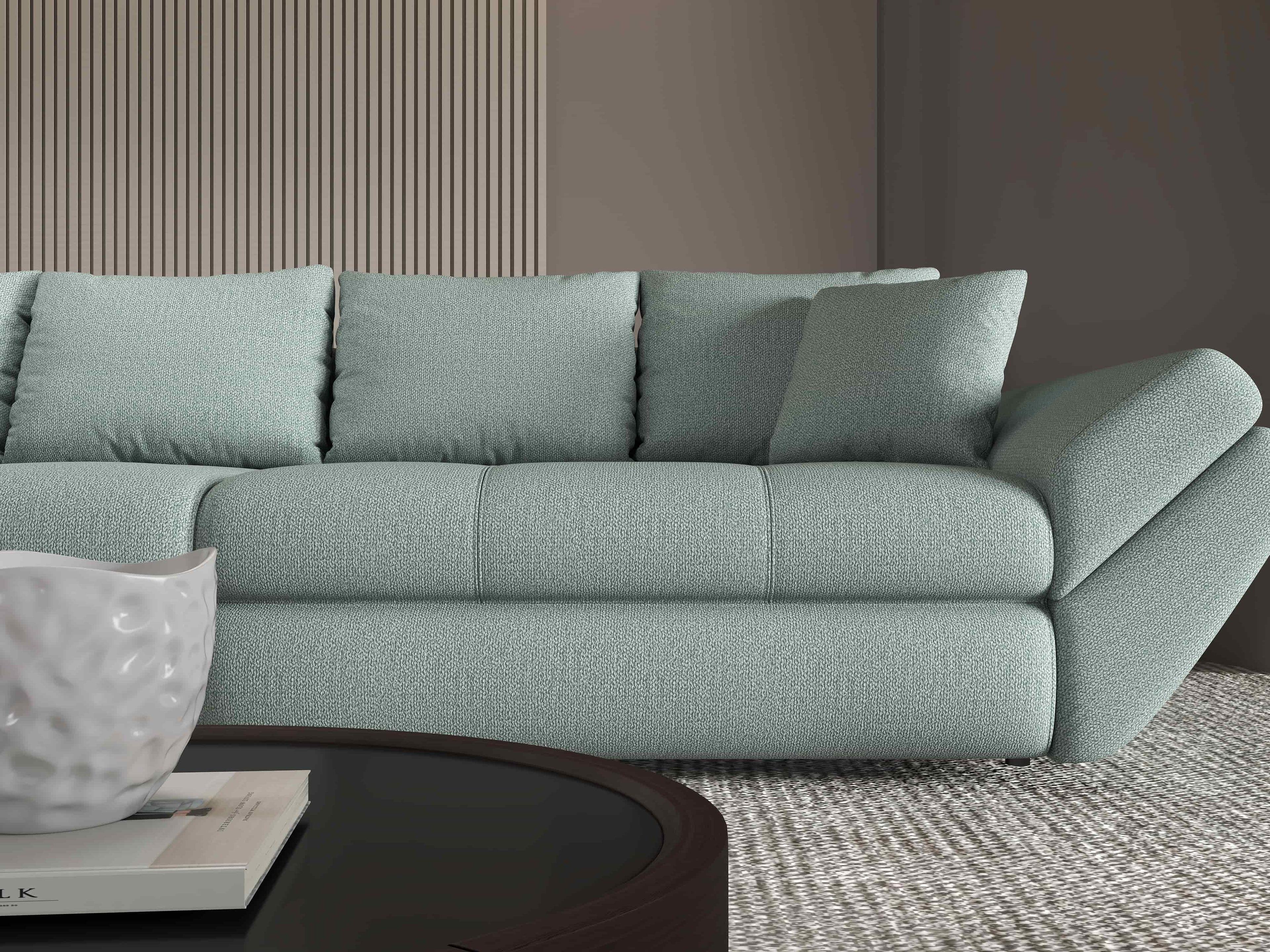 Canapea extensibilă dumonde cu ladă de depozitare si sezut confortabil din spuma high-density, Loana Enjoy Mint 300x100 cm