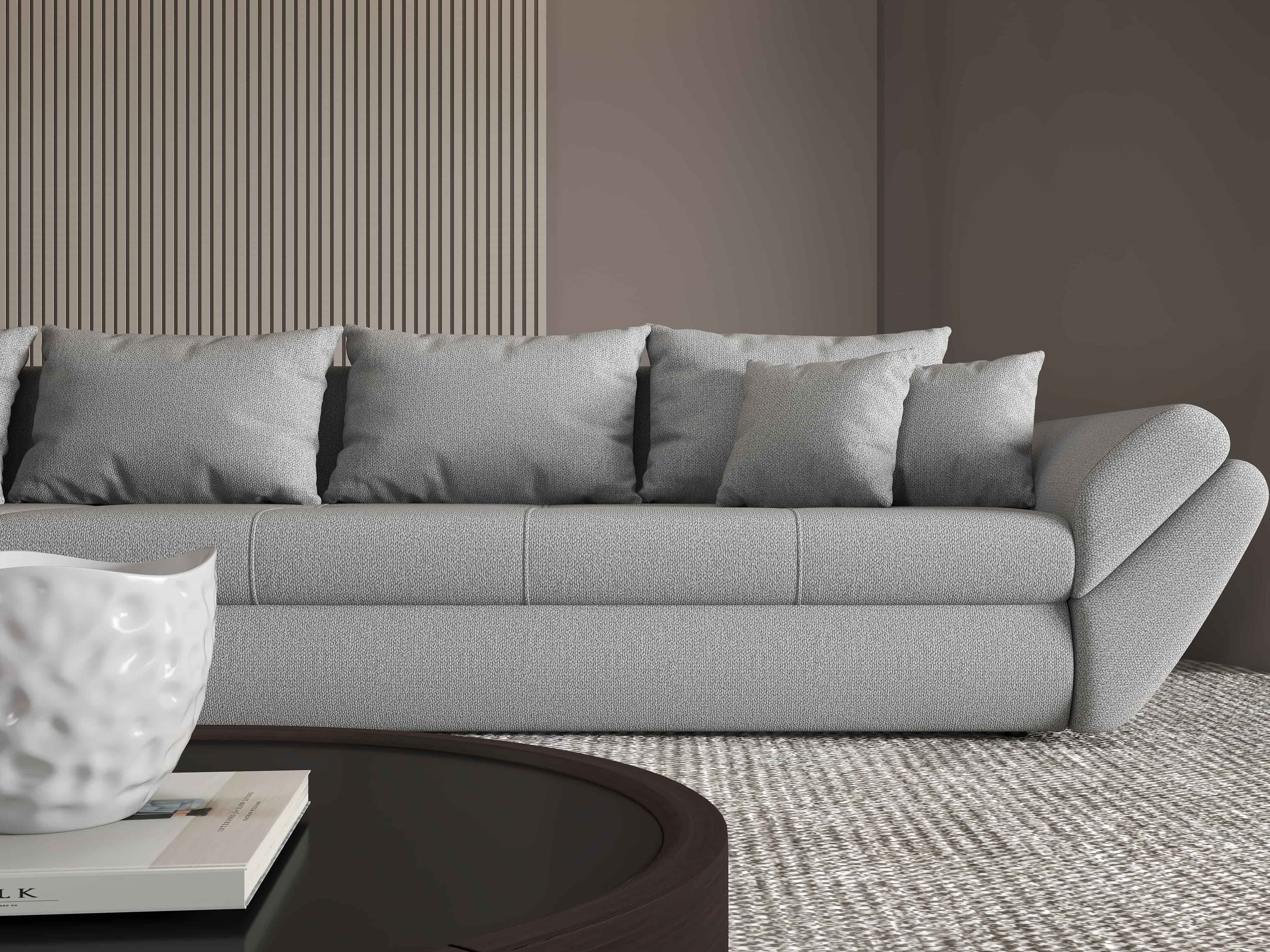 Colțar extensibil dumonde cu ladă de depozitare si sezut confortabil din spuma high-density, Loana XL Enjoy Gri 335x185 cm
