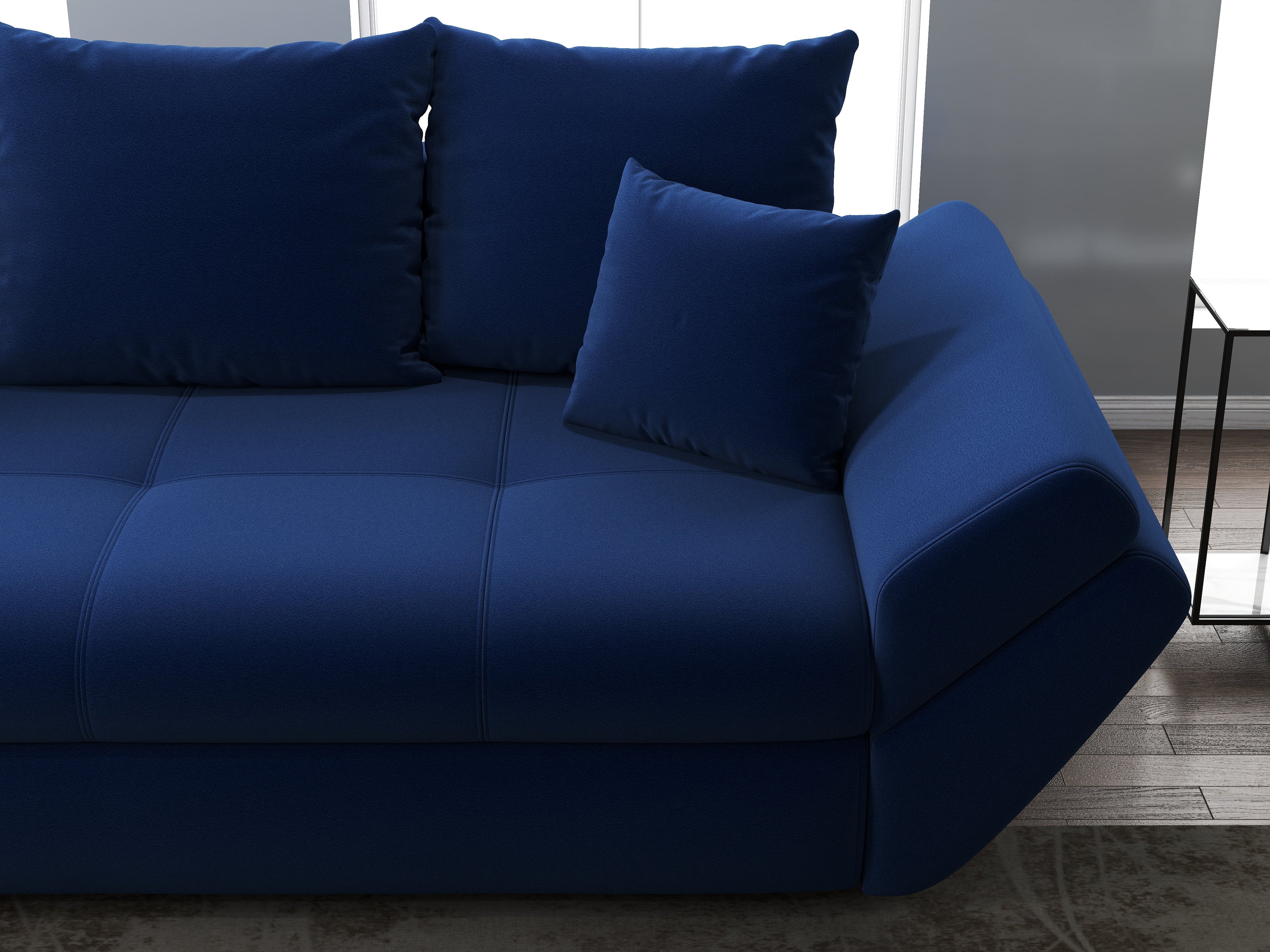 Canapea extensibilă dumonde cu ladă de depozitare si sezut confortabil din spuma high-density, Loana Royal Blue 250x100 cm