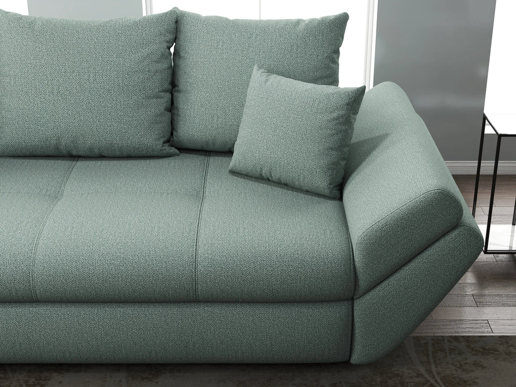 Canapea extensibilă dumonde cu ladă de depozitare si sezut confortabil din spuma high-density, Loana Enjoy Mint 250x100 cm