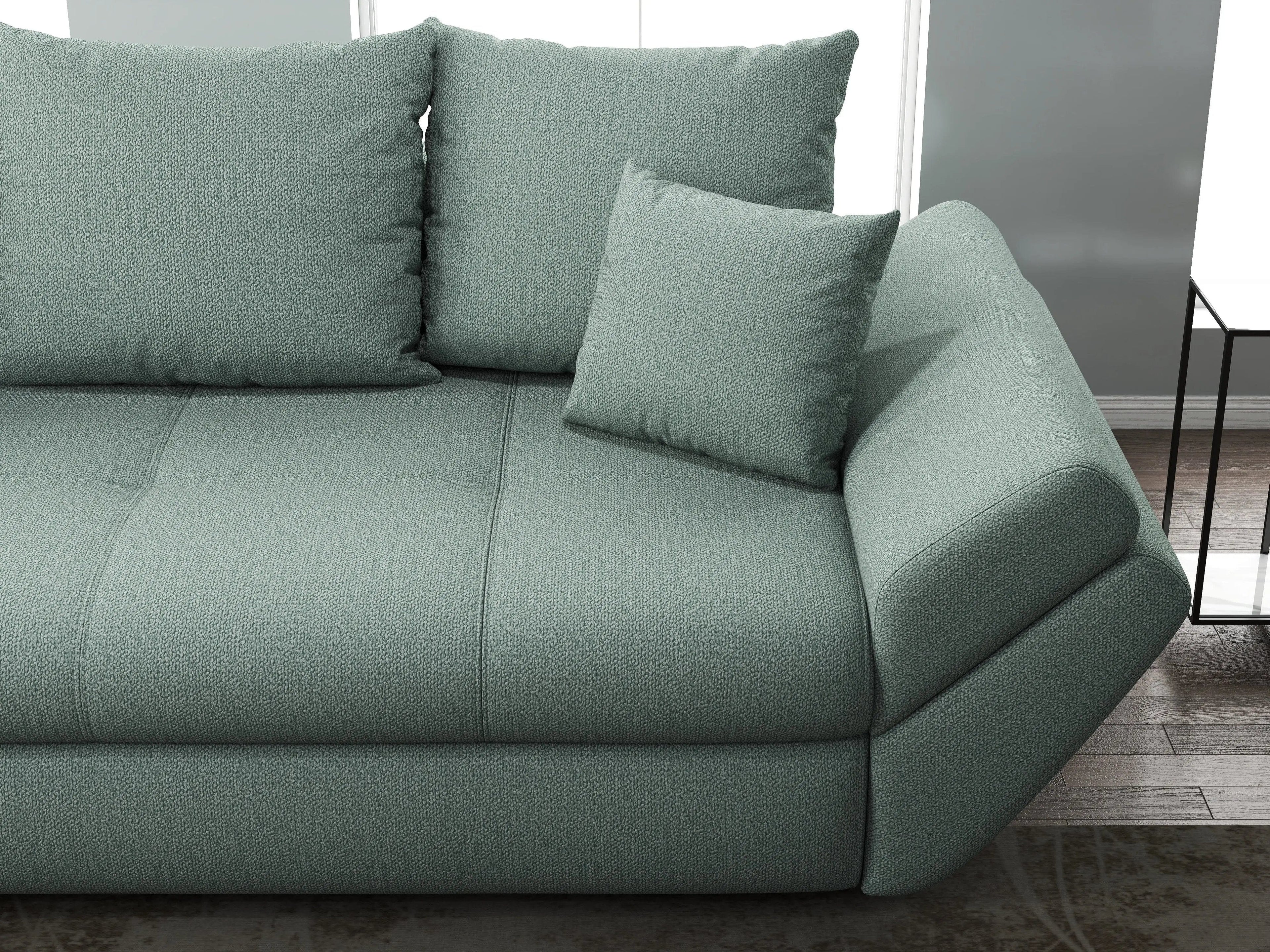 Canapea extensibilă dumonde cu ladă de depozitare si sezut confortabil din spuma high-density, Loana Enjoy Mint 250x100 cm
