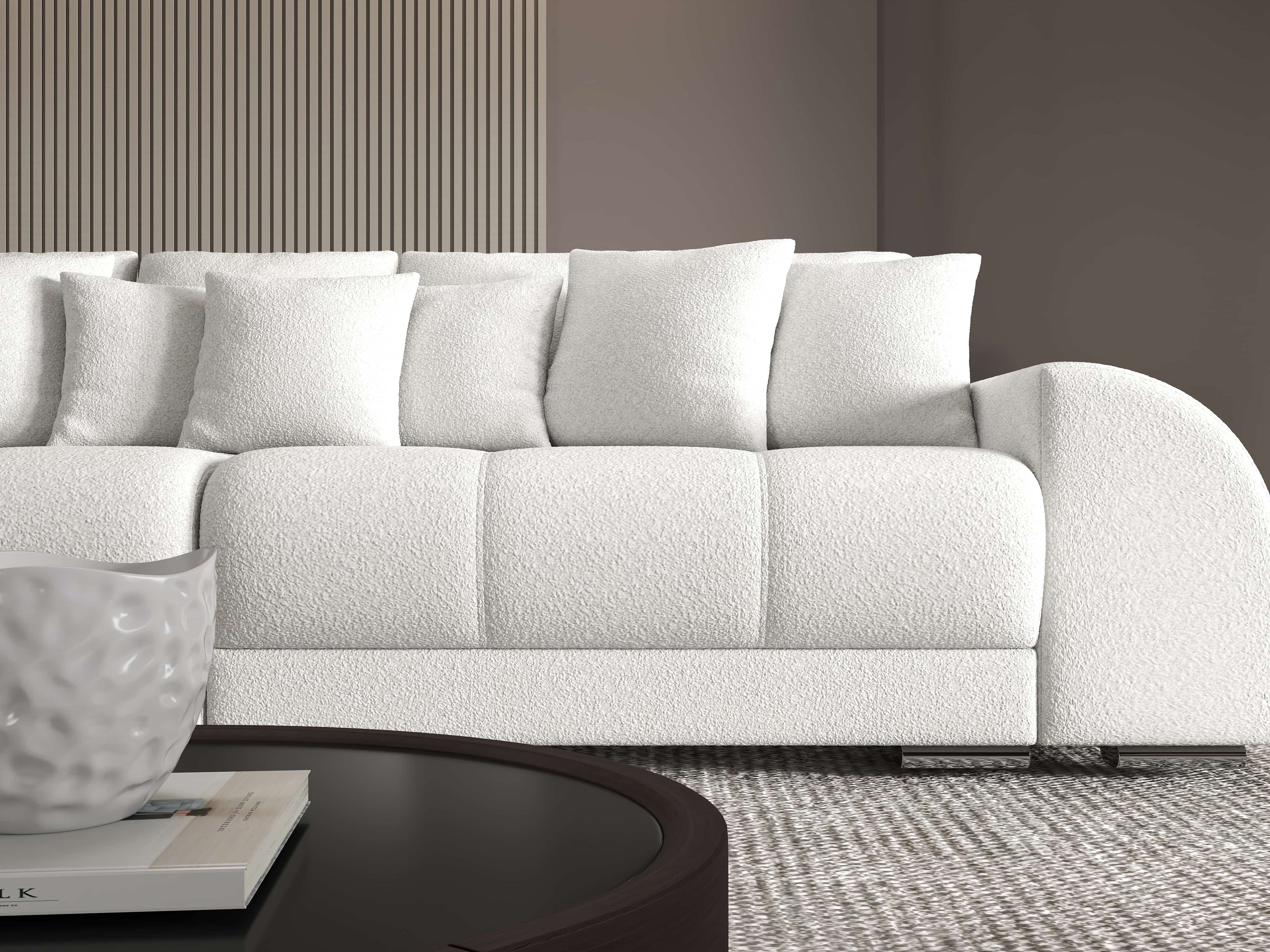 Canapea extensibilă dumonde cu 2 lăzi de depozitare si sezut confortabil din spuma high-density, Verona Euphoria Ivory 310x100 cm