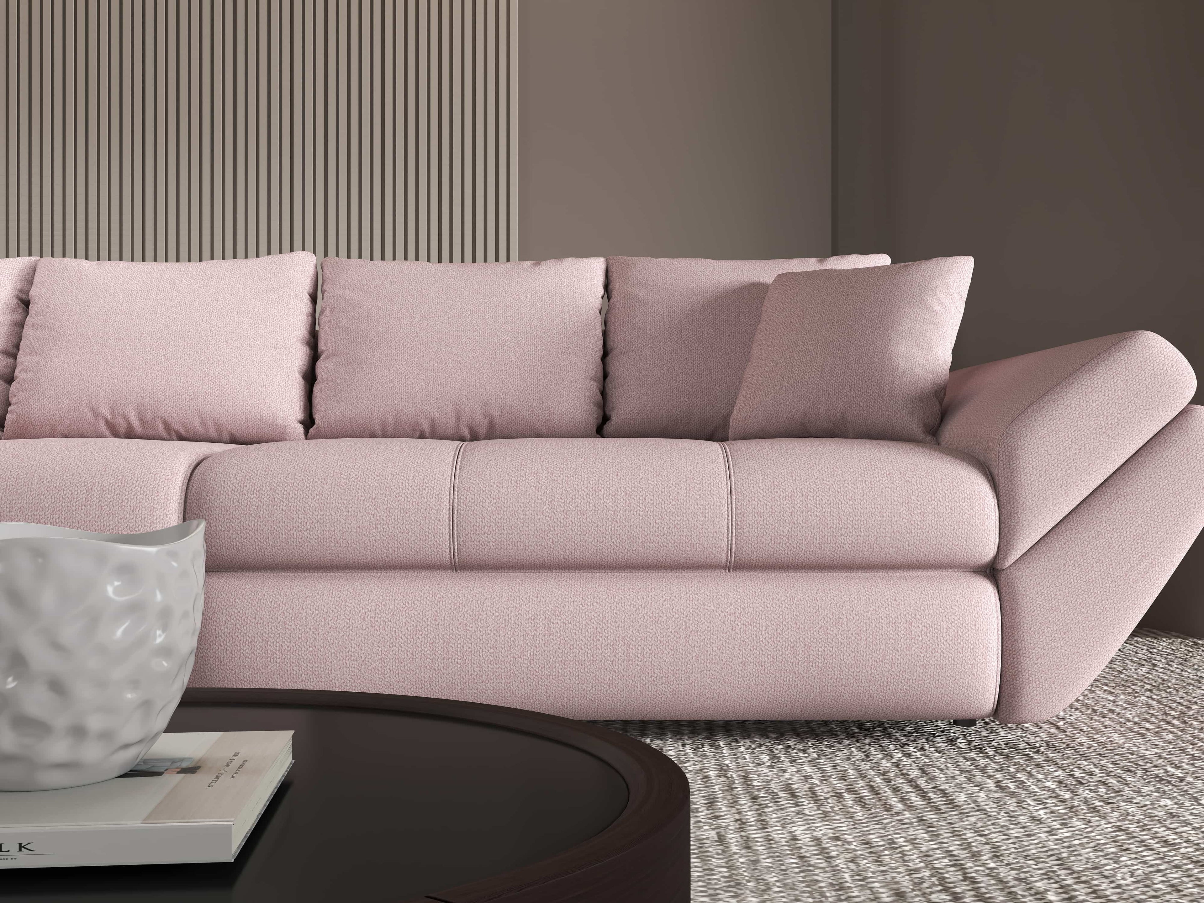 Canapea extensibilă dumonde cu ladă de depozitare si sezut confortabil din spuma high-density, Loana Enjoy Roz 300x100 cm