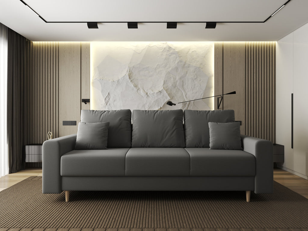 Canapea extensibilă dumonde cu ladă de depozitare si sezut confortabil din spuma high-density, Kronos Royal Gri 210x100 cm