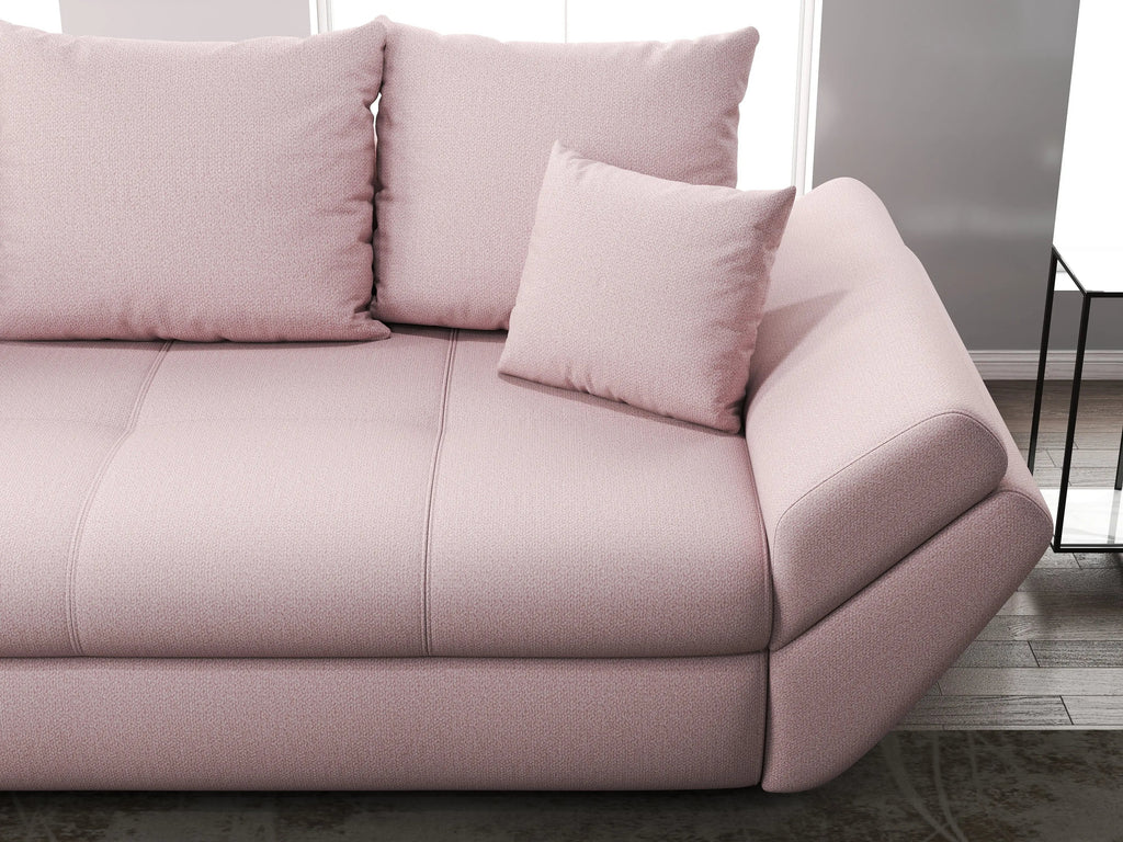 Canapea extensibilă dumonde cu ladă de depozitare si sezut confortabil din spuma high-density, Loana Enjoy Flamingo 250x100 cm