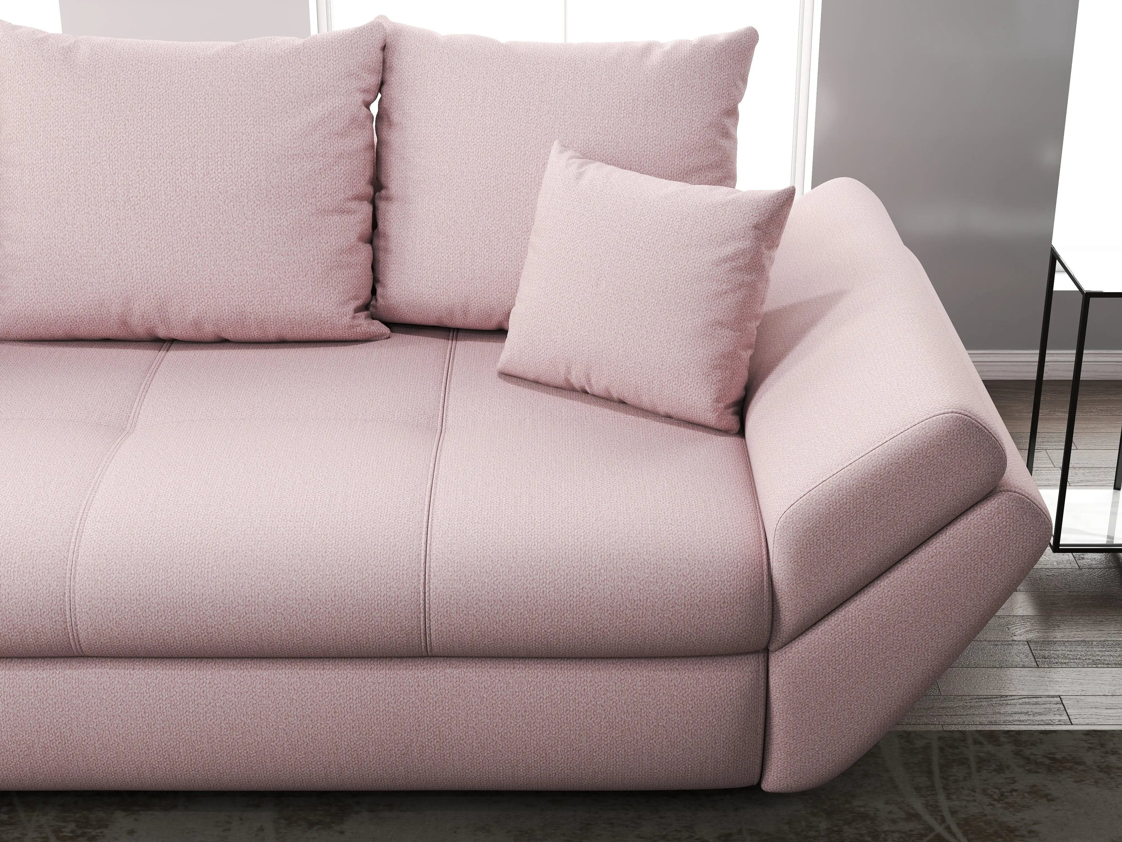 Canapea extensibilă dumonde cu ladă de depozitare si sezut confortabil din spuma high-density, Loana Enjoy Flamingo 250x100 cm