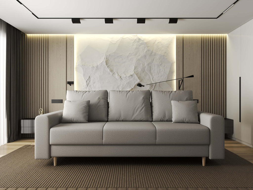Canapea extensibilă dumonde cu ladă de depozitare si sezut confortabil din spuma high-density, Kronos Enjoy Bej 210x100 cm