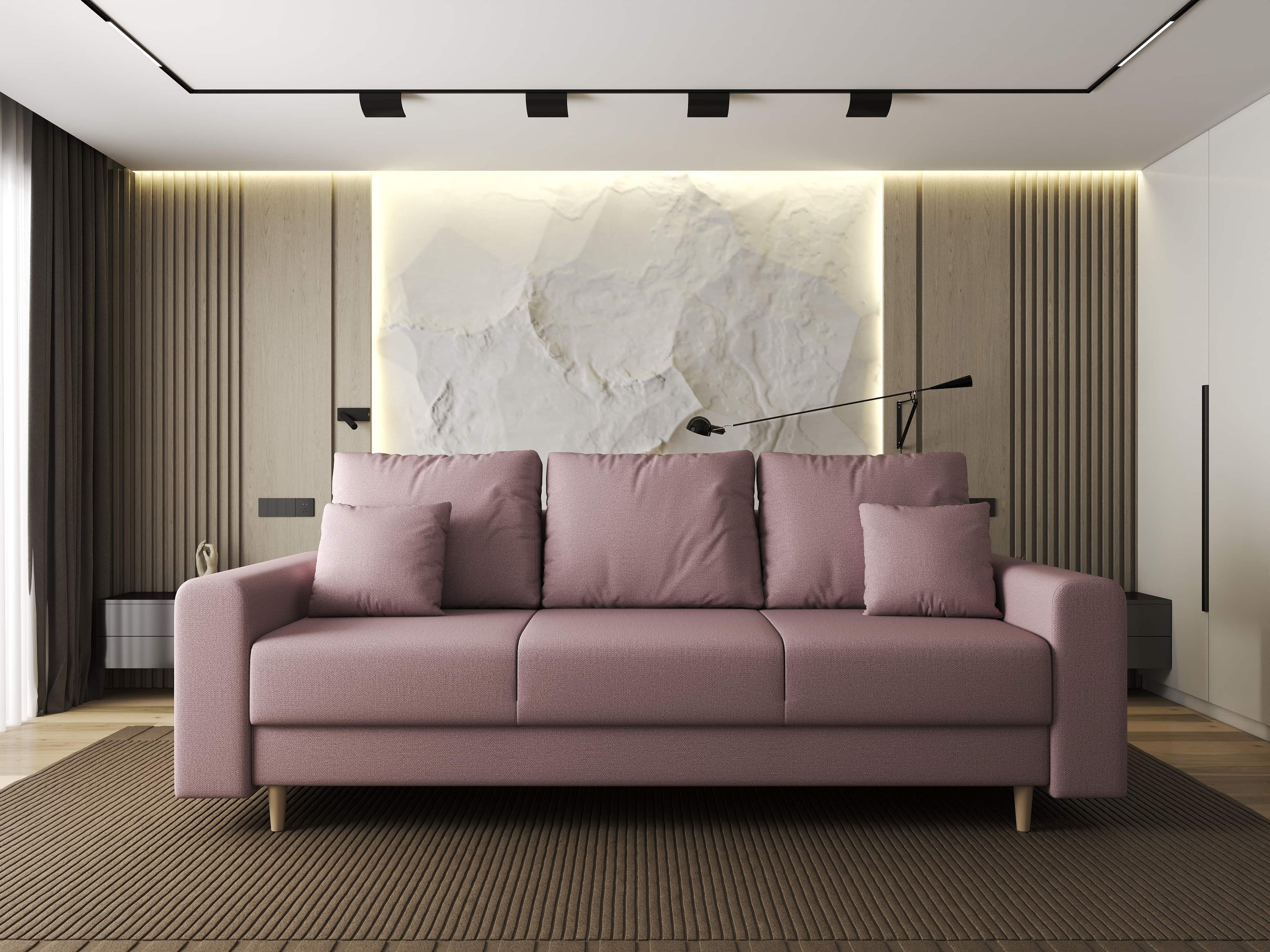 Canapea extensibilă dumonde cu ladă de depozitare si sezut confortabil din spuma high-density, Kronos Enjoy Flamingo 210x100 cm