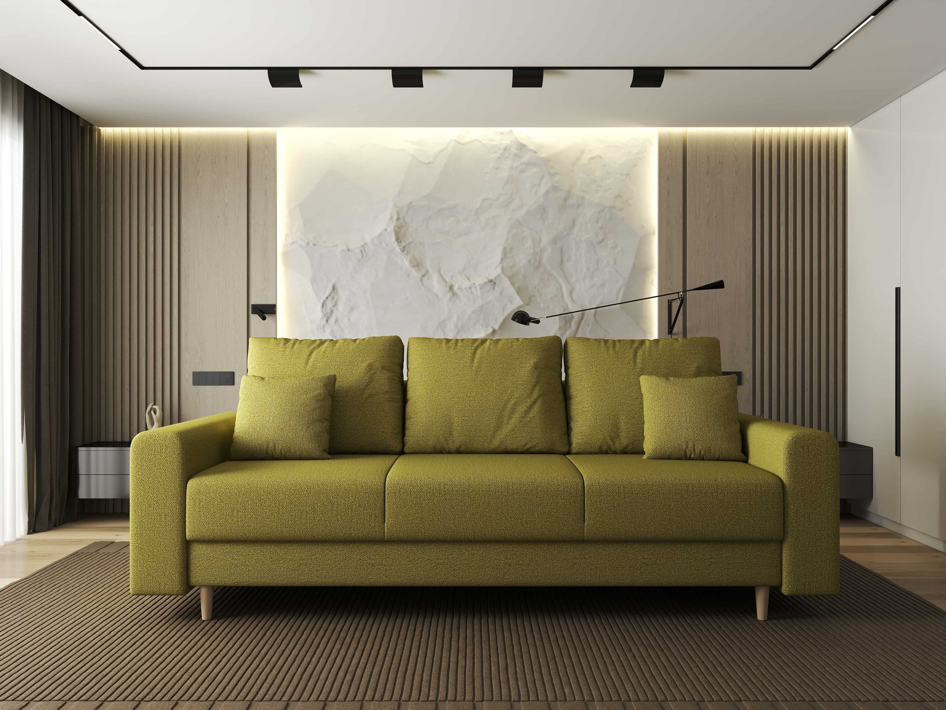 Canapea extensibilă dumonde cu ladă de depozitare si sezut confortabil din spuma high-density, Kronos Enjoy Verde 210x100 cm