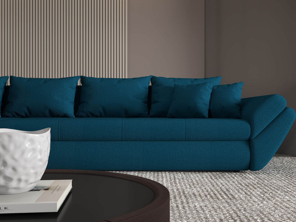 Colțar extensibil dumonde cu ladă de depozitare si sezut confortabil din spuma high-density, Loana XL Enjoy Petrol 335x185 cm