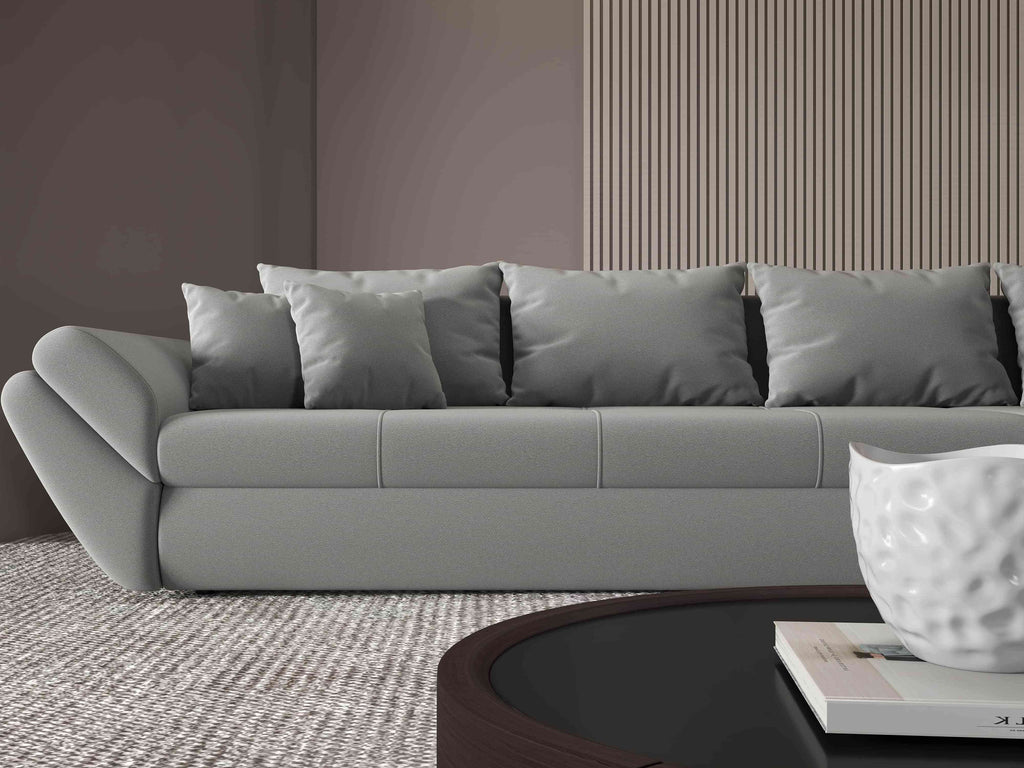 Colțar extensibil dumonde cu ladă de depozitare si sezut confortabil din spuma high-density, Loana XL Royal Gri II 335x185 cm