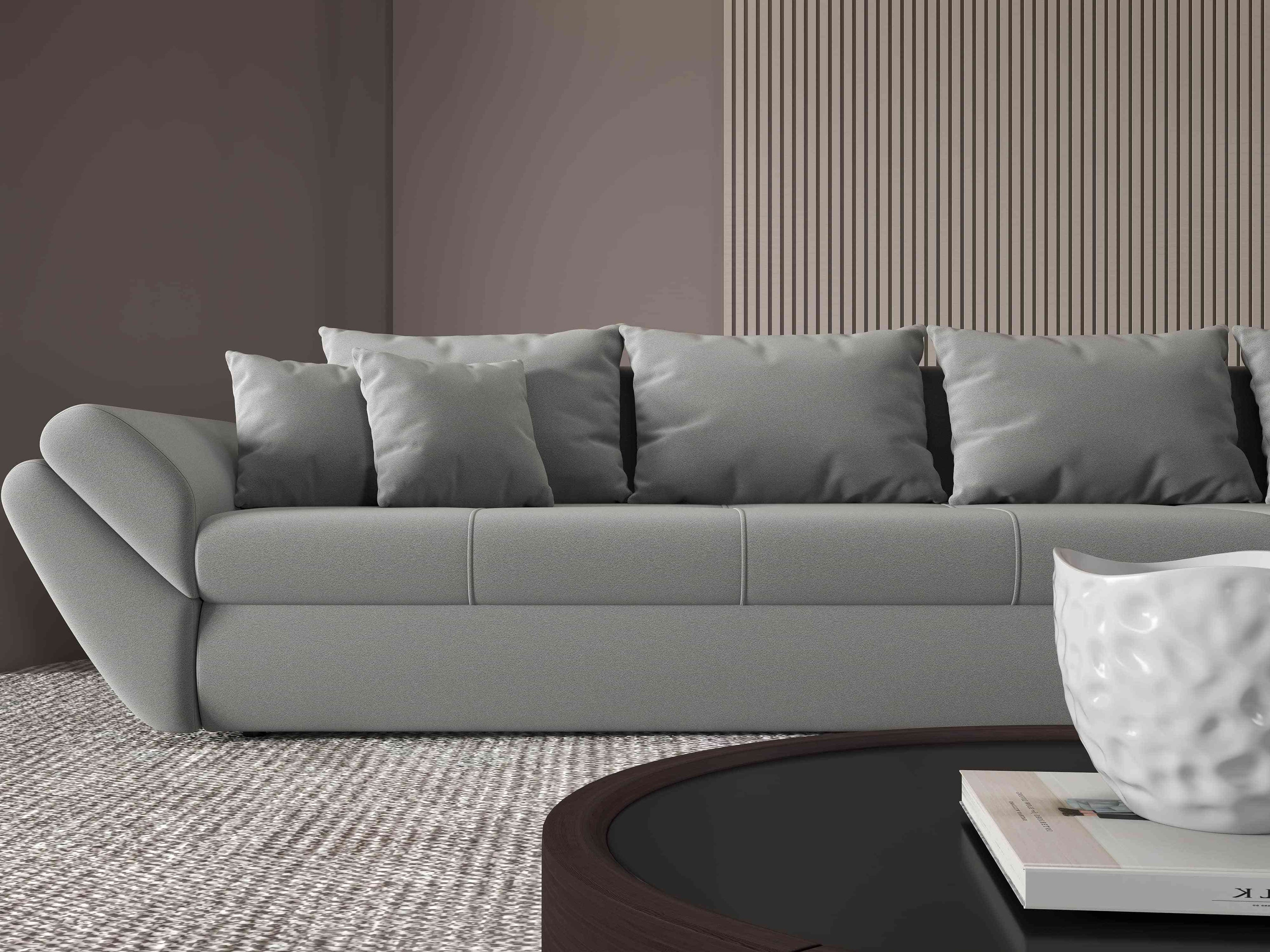 Colțar extensibil dumonde cu ladă de depozitare si sezut confortabil din spuma high-density, Loana XL Royal Gri II 335x185 cm