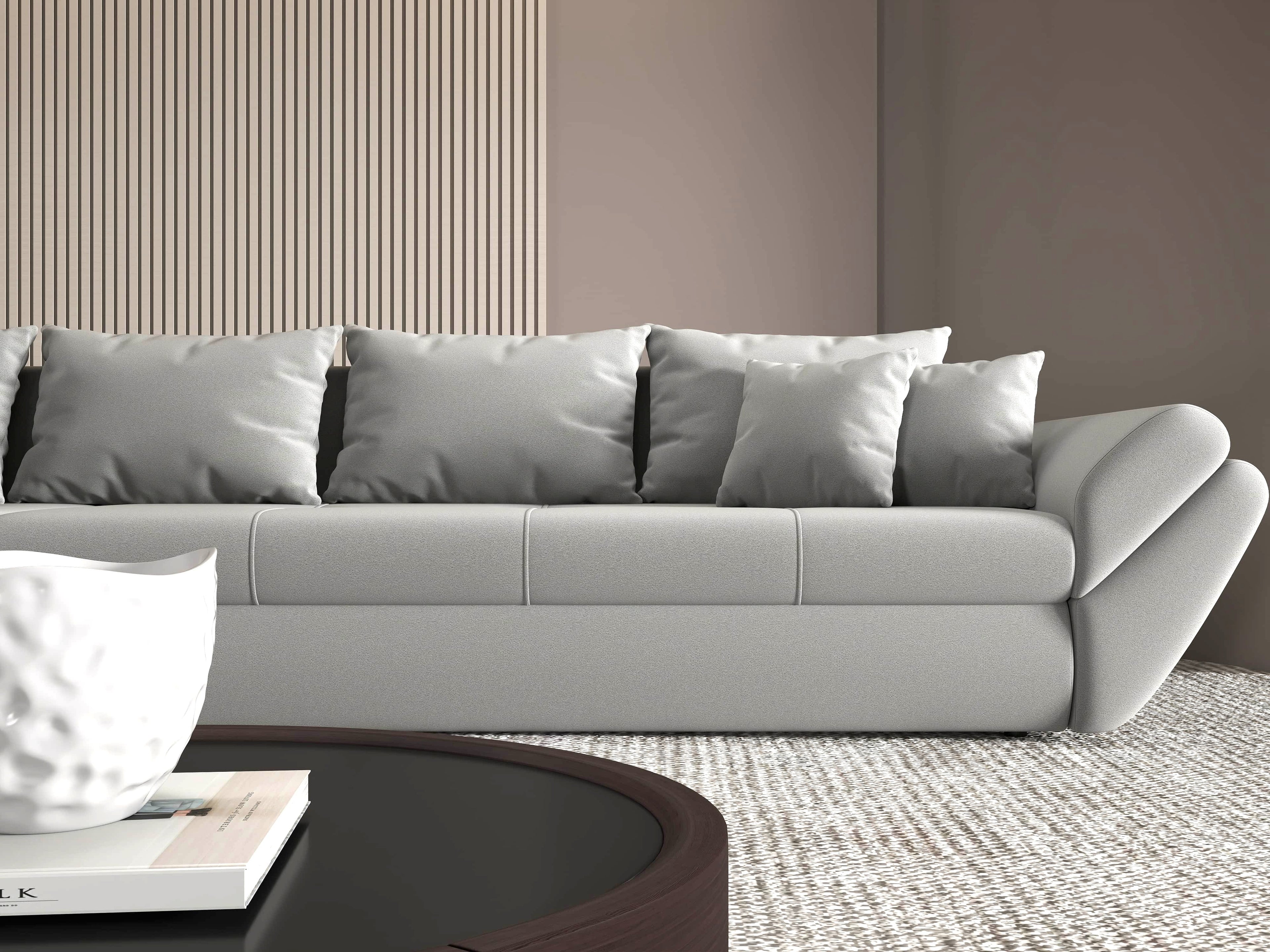 Colțar extensibil dumonde cu ladă de depozitare si sezut confortabil din spuma high-density, Loana XL Royal Antracit 335x185 cm