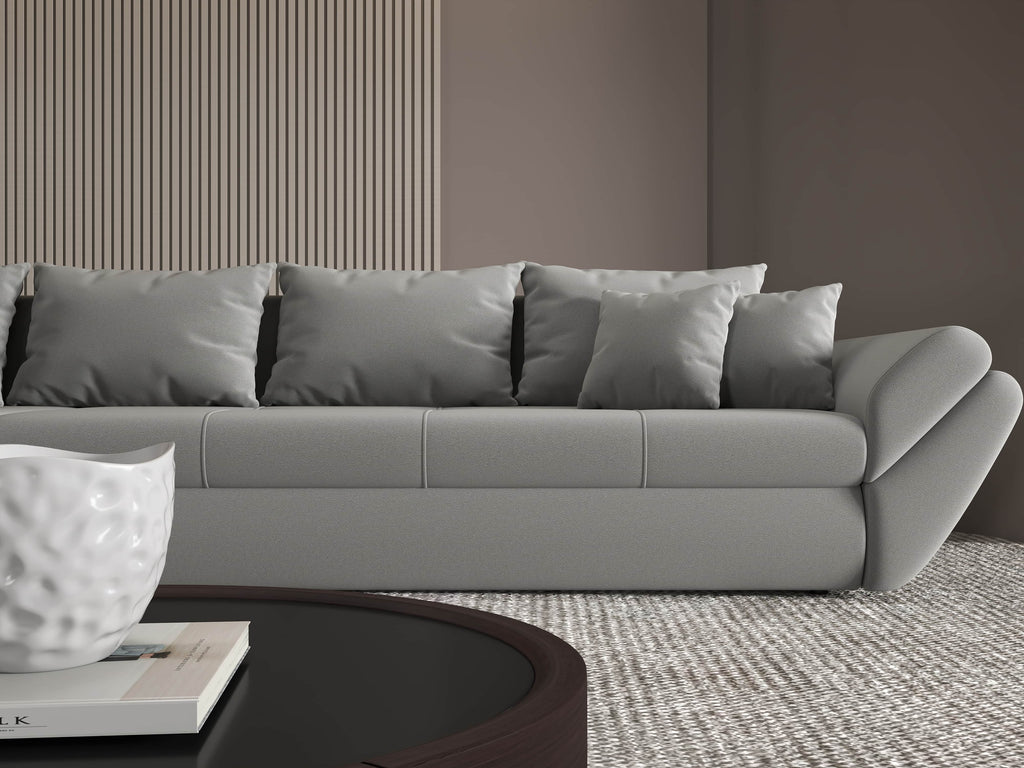 Colțar extensibil dumonde cu ladă de depozitare si sezut confortabil din spuma high-density, Loana XL Royal Gri 335x185 cm