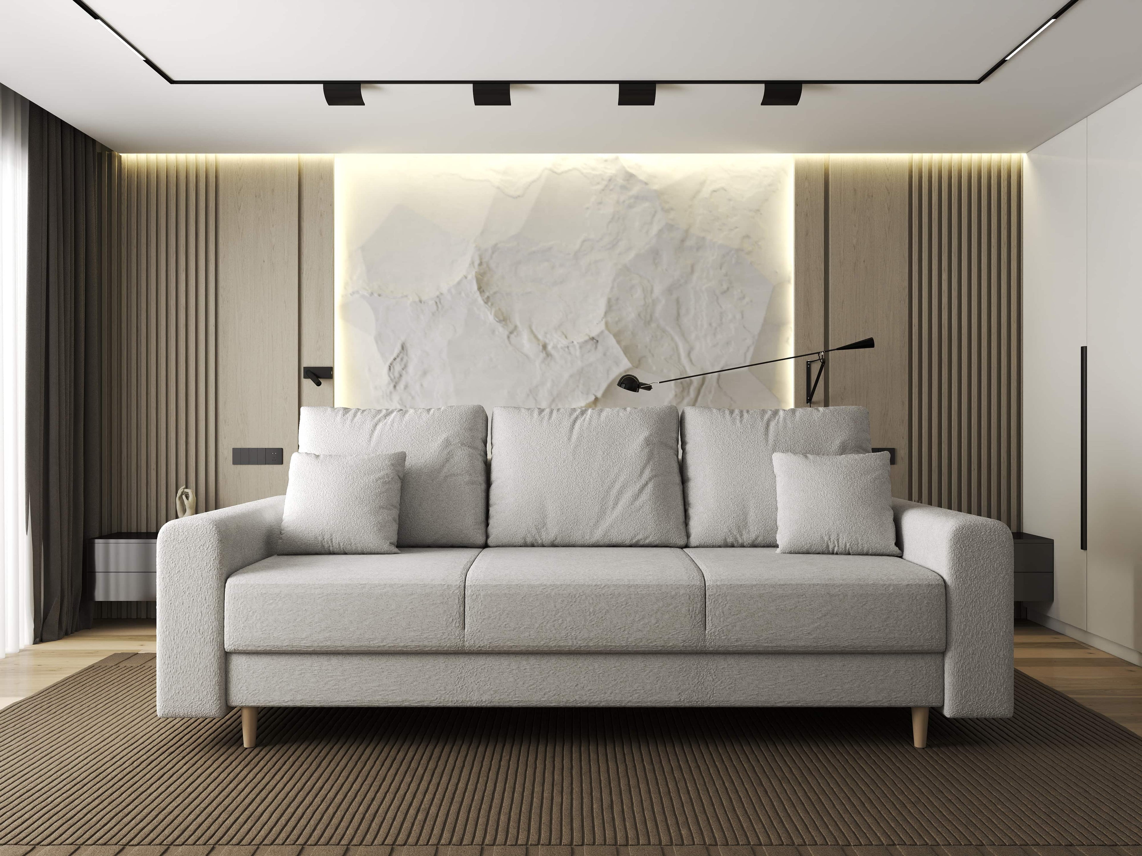 Canapea extensibilă dumonde cu ladă de depozitare si sezut confortabil din spuma high-density, Kronos Euphoria Ivory 210x100 cm