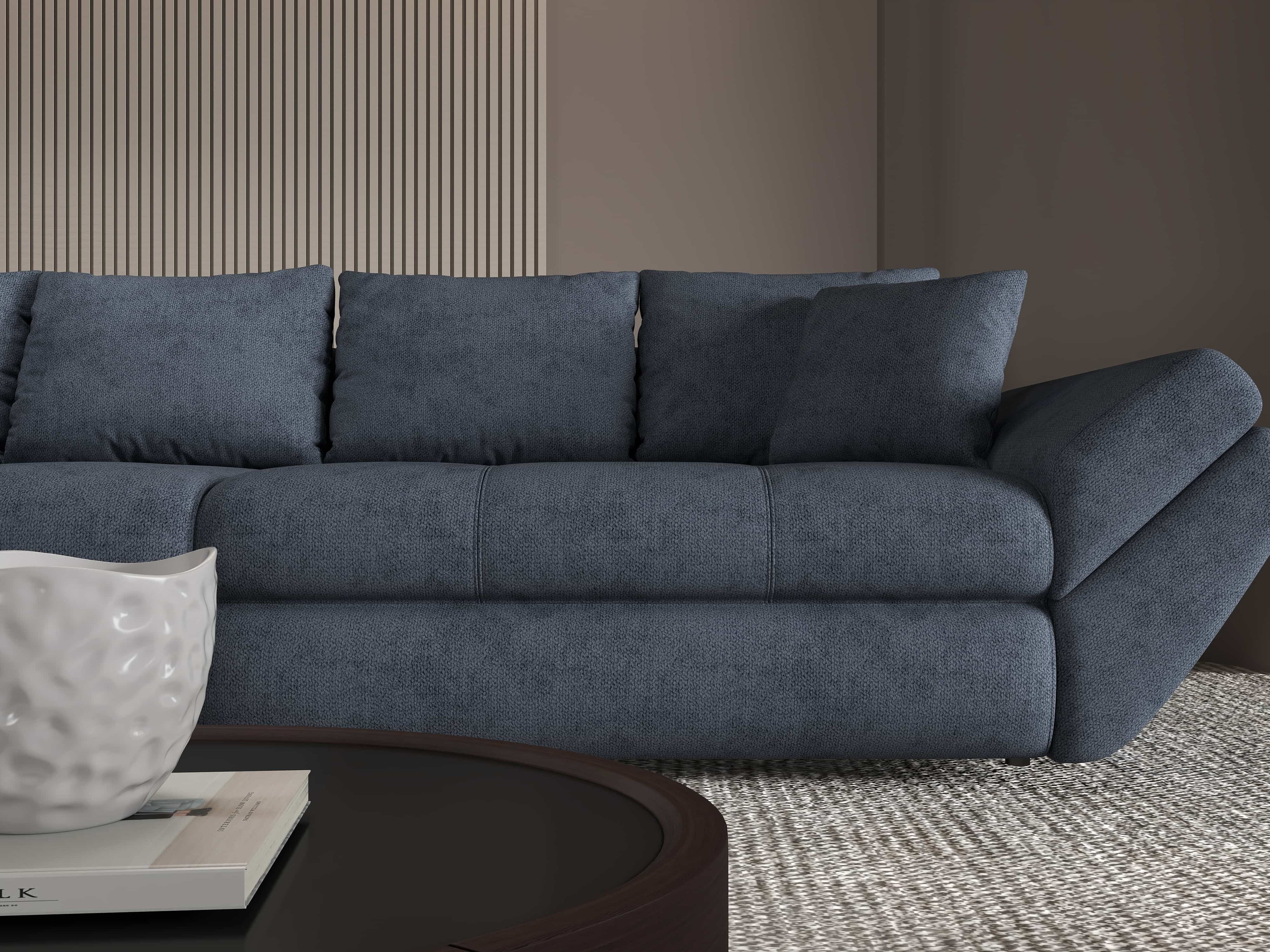 Canapea extensibilă dumonde cu ladă de depozitare si sezut confortabil din spuma high-density, Loana Enjoy Antracit 300x100 cm
