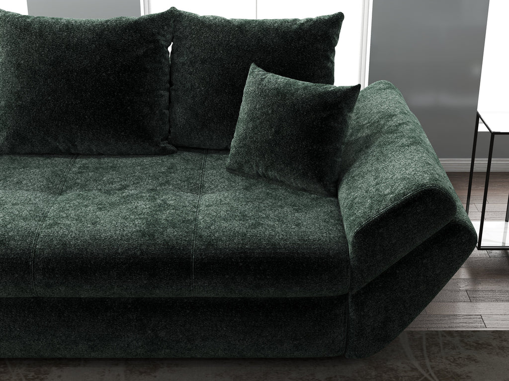 Canapea extensibilă dumonde cu ladă de depozitare si sezut confortabil din spuma high-density, Loana Euphoria Verde 250x100 cm