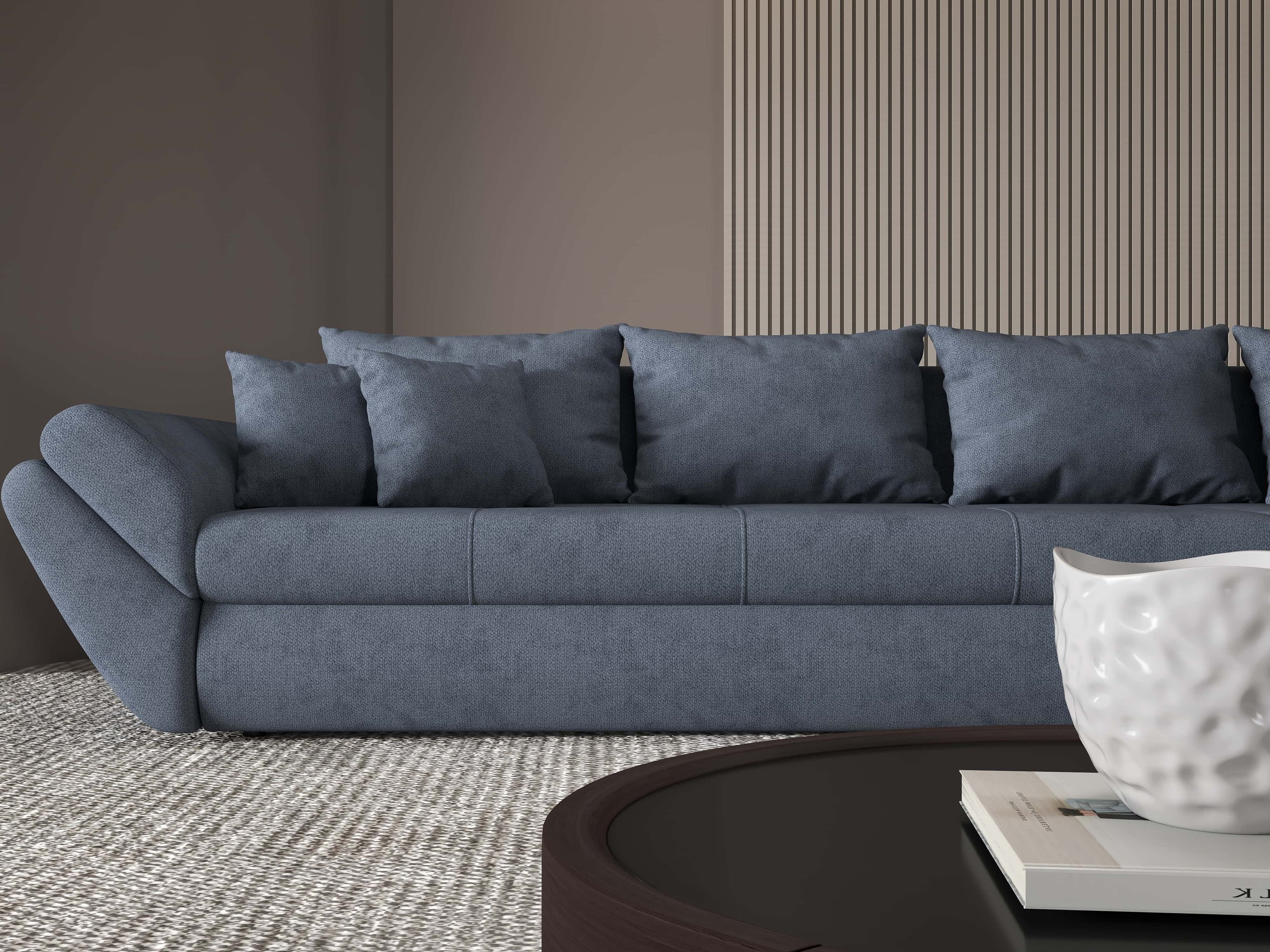 Colțar extensibil dumonde cu ladă de depozitare si sezut confortabil din spuma high-density, Loana XL Enjoy Antracit II 335x185 cm