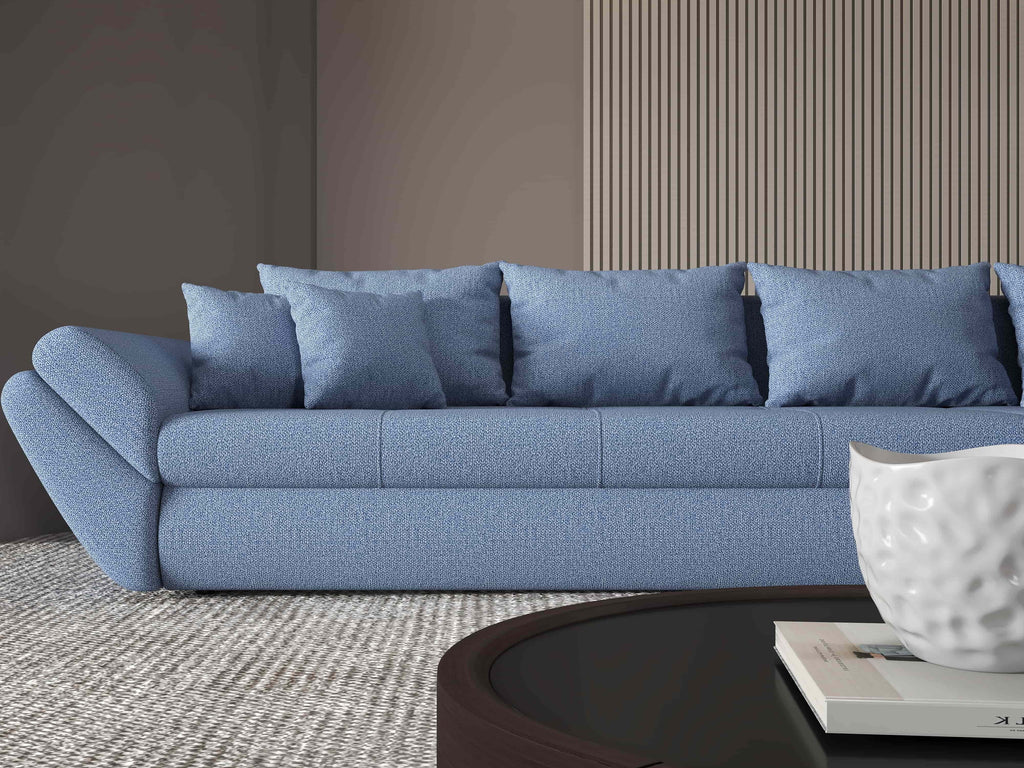 Colțar extensibil dumonde cu ladă de depozitare si sezut confortabil din spuma high-density, Loana XL Enjoy Albastru II 335x185 cm